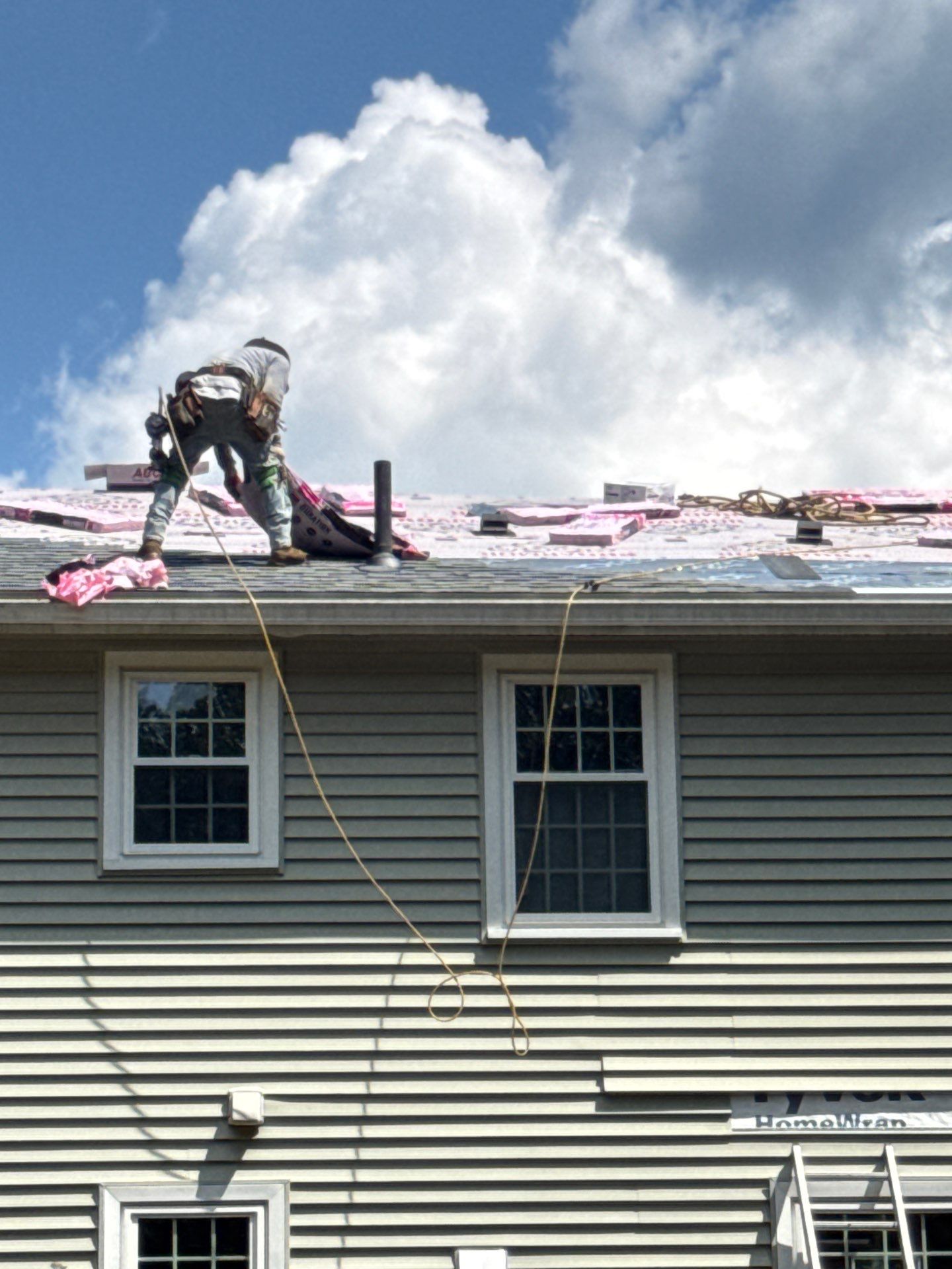 Complete Roof Replacement with Chimney Flashing, Gutter Guard System, and Vinyl Siding Repairs by Mighty Dog Roofing of Greater Middlesex County