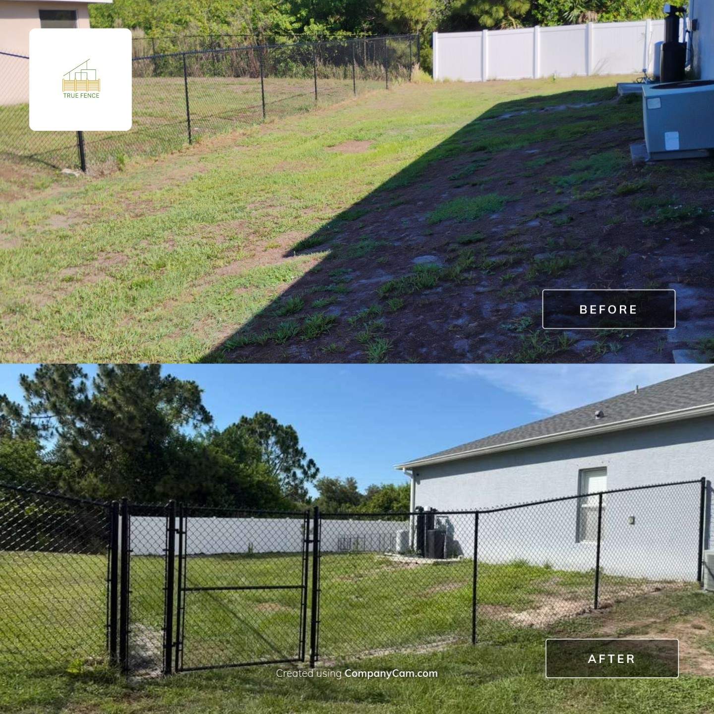 Black Chain Link and Vinyl Privacy Fence Installation in North Port by True Fence LLC