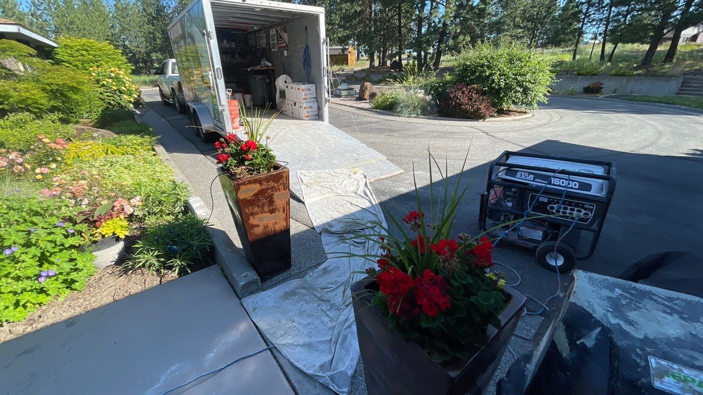 Patio Transformation using Rockford 1/8" Flake by Croc Coatings, LLC