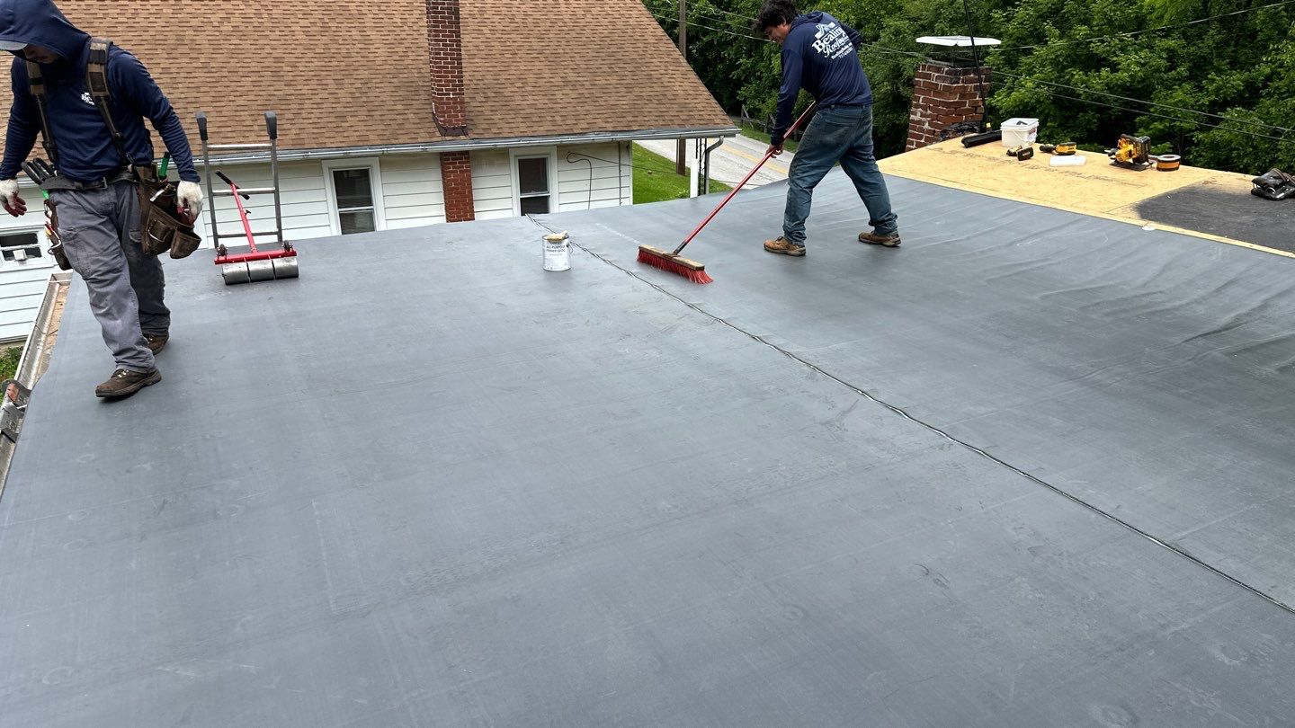 Rubber Roof and Gutter Replacement in New Oxford PA | Full Roof Deck Rebuild by Bealing Roofing & Exteriors