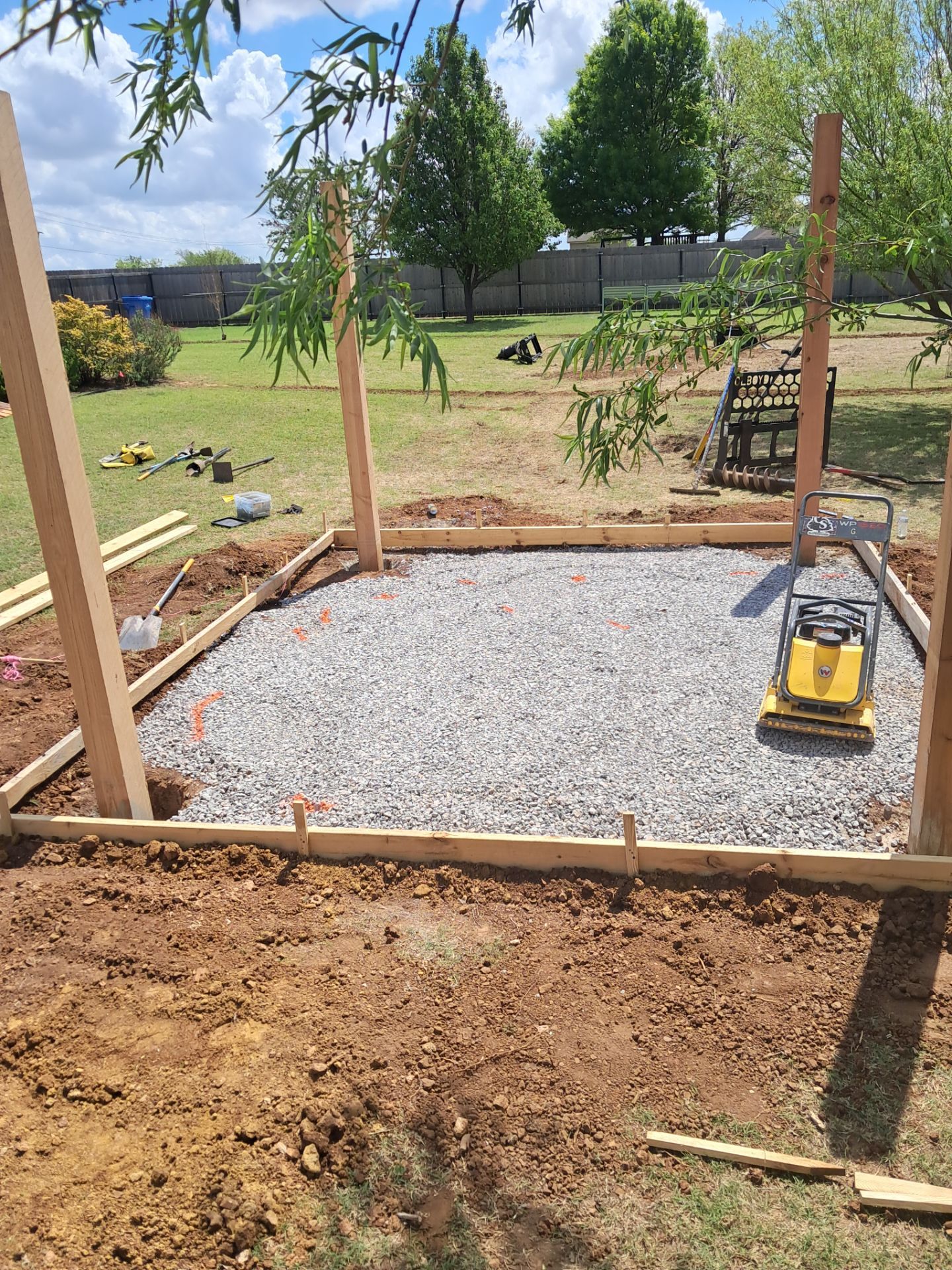 Stamped Concrete & Custom Pergola Build by Clays Services Inc