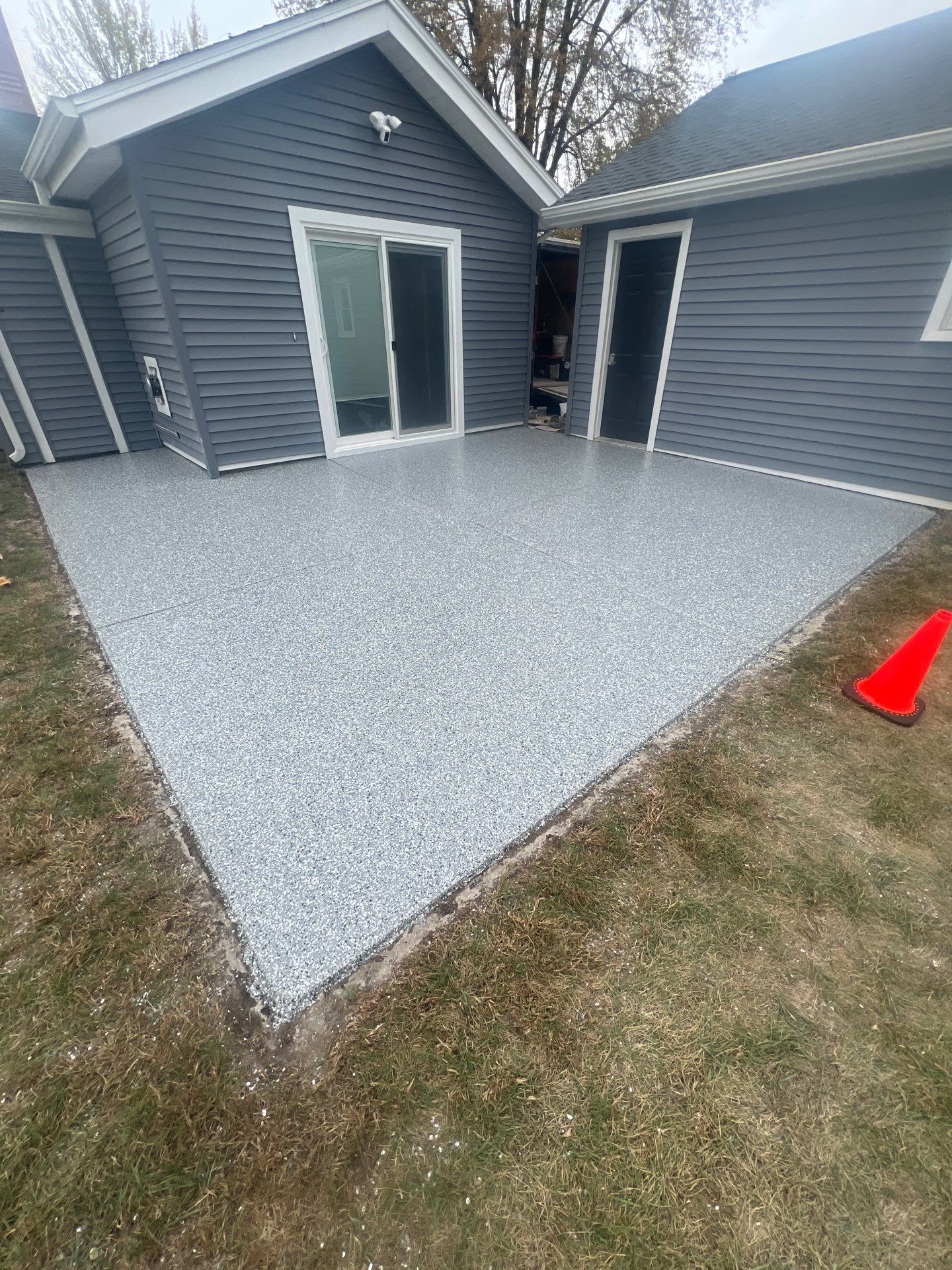 Outdoor Patio in the Color Smoke by Freedom Concrete Coatings. 