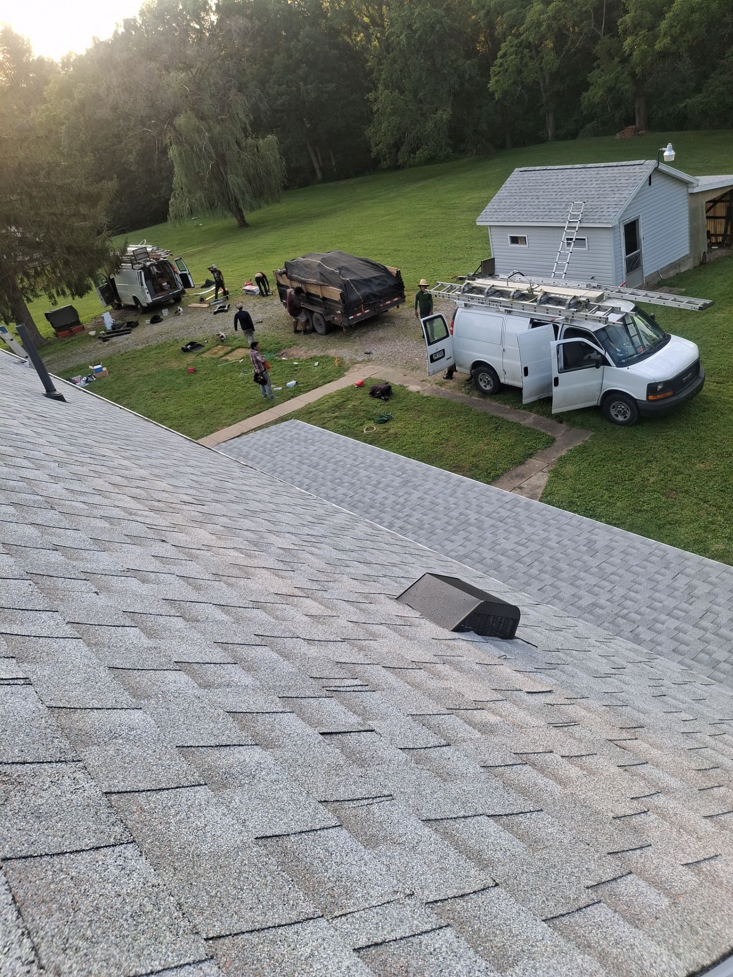 Residential Roofing Installation using GAF Timberline HDZ Fox Hollow Grey by Rainstoppers Roofing