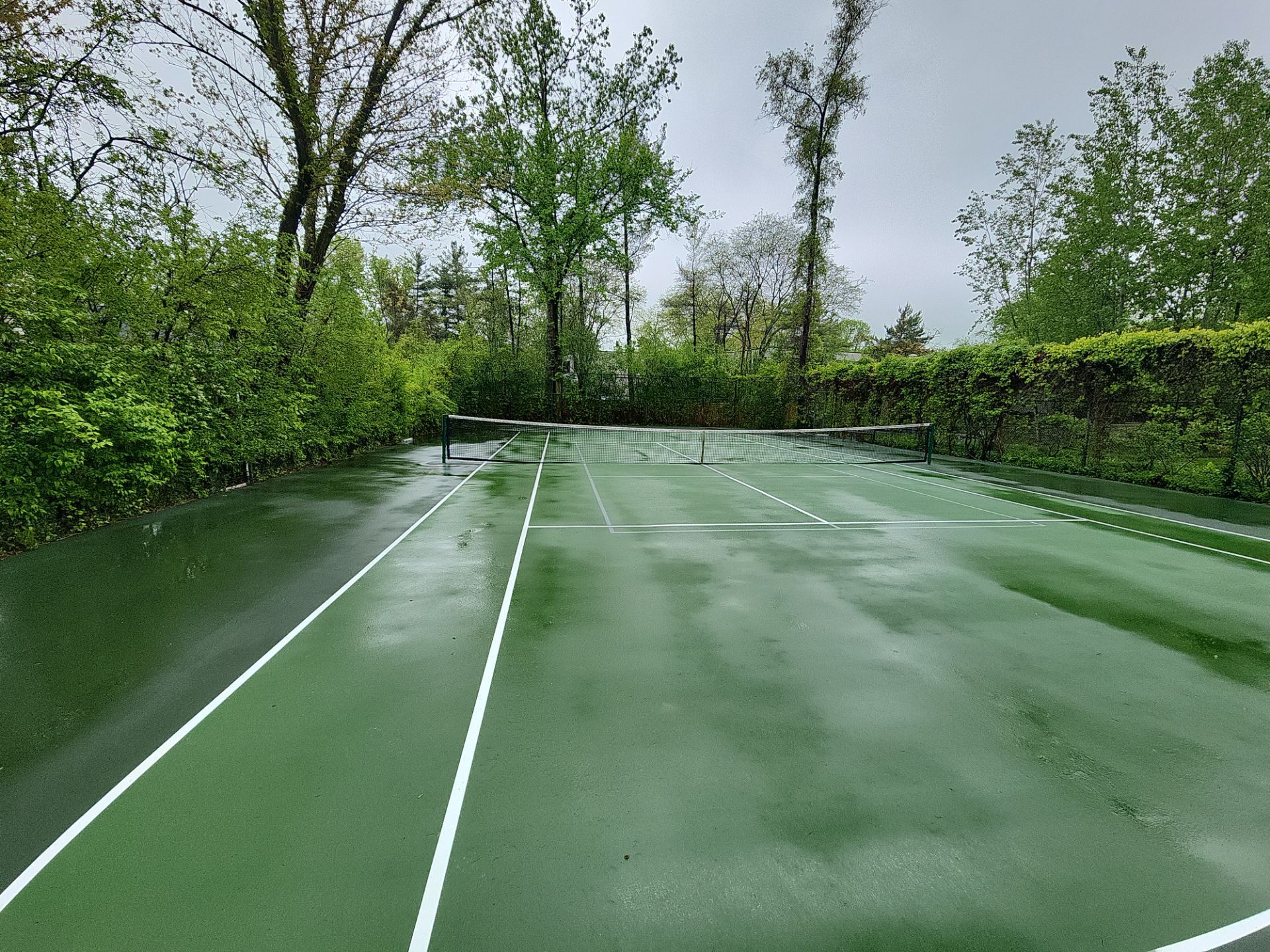 Tennis Court using Algaecide, soft wash soap by Northern Power Washing LLC.