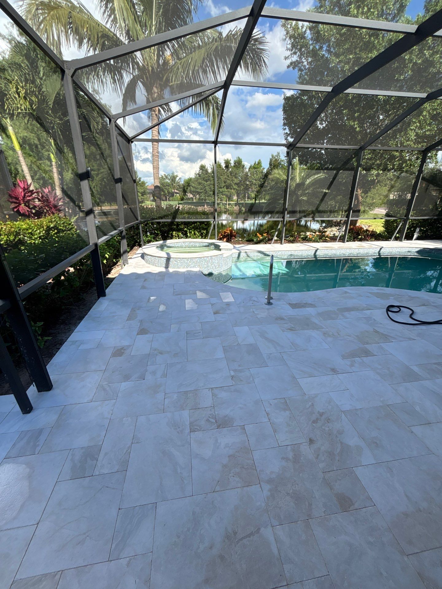 Textured Marble Pool Deck - Bonita National Golf & Country Club by Old Town Pavers Llc