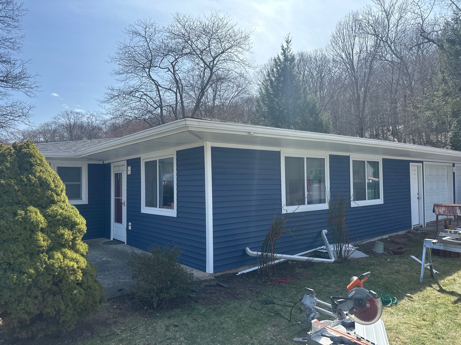 Siding Installation using Certainteed Monogram Vinyl Siding - D4 - Midnight Blue by A Plus Exterior
