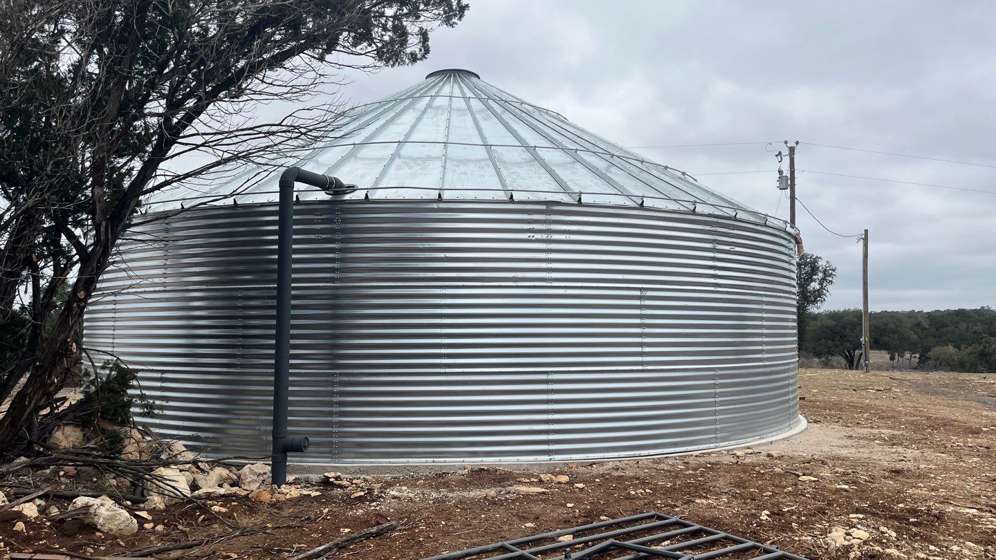 150K Equestrian center with 25K backup tank for potable water. by Hill Country Rain Water