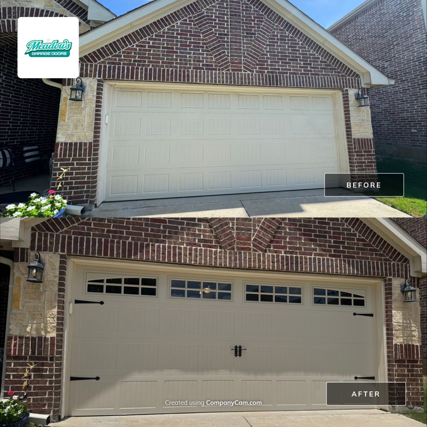CHI Carriage Stamp Garage Door Installation With Decorative Hardware In Roanoke by Meadows Garage Doors