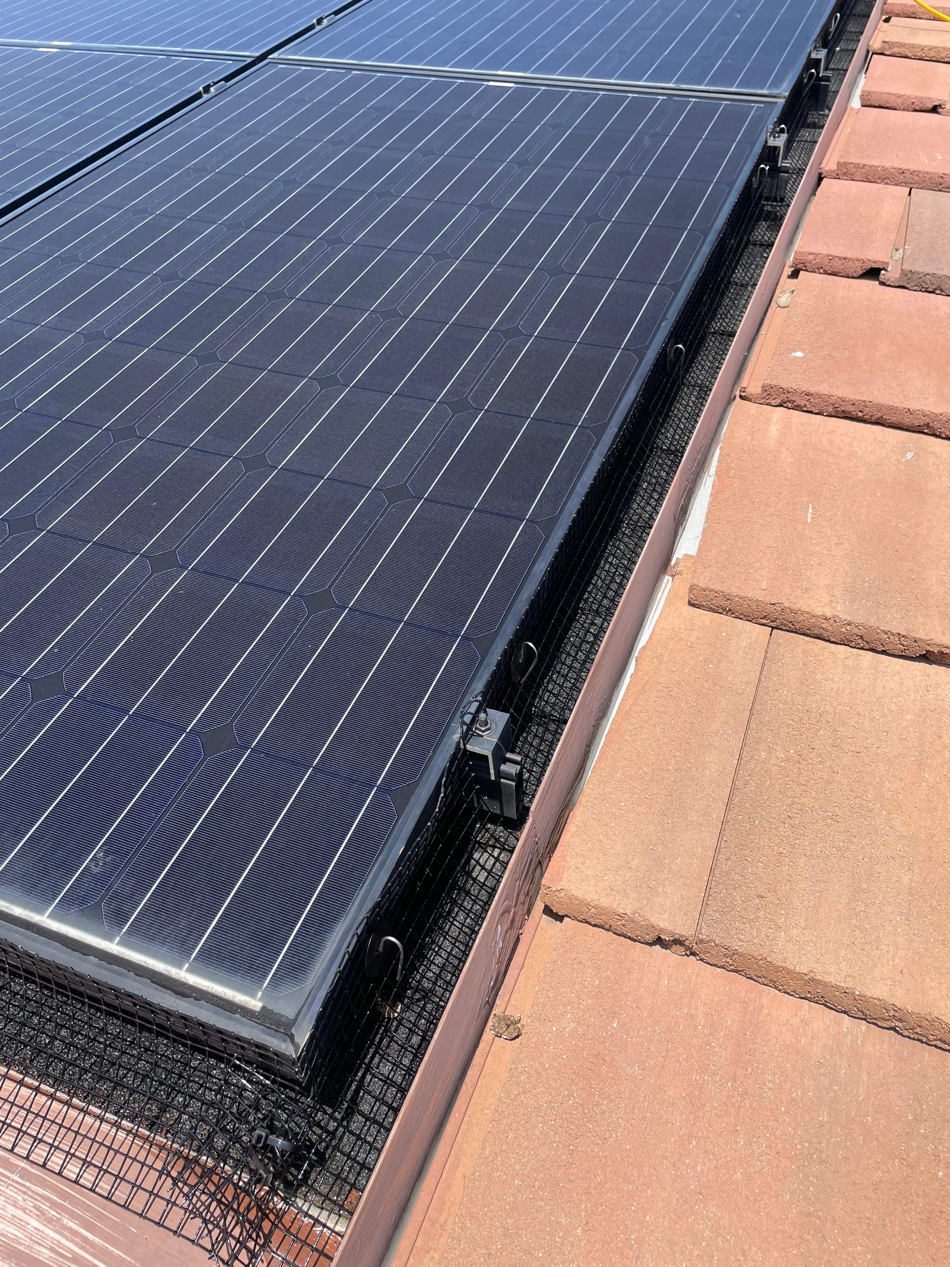 Completed Solar Panel Bird Proofing Project in San Bernardino Ca by Palm Coast Solar Cleaning