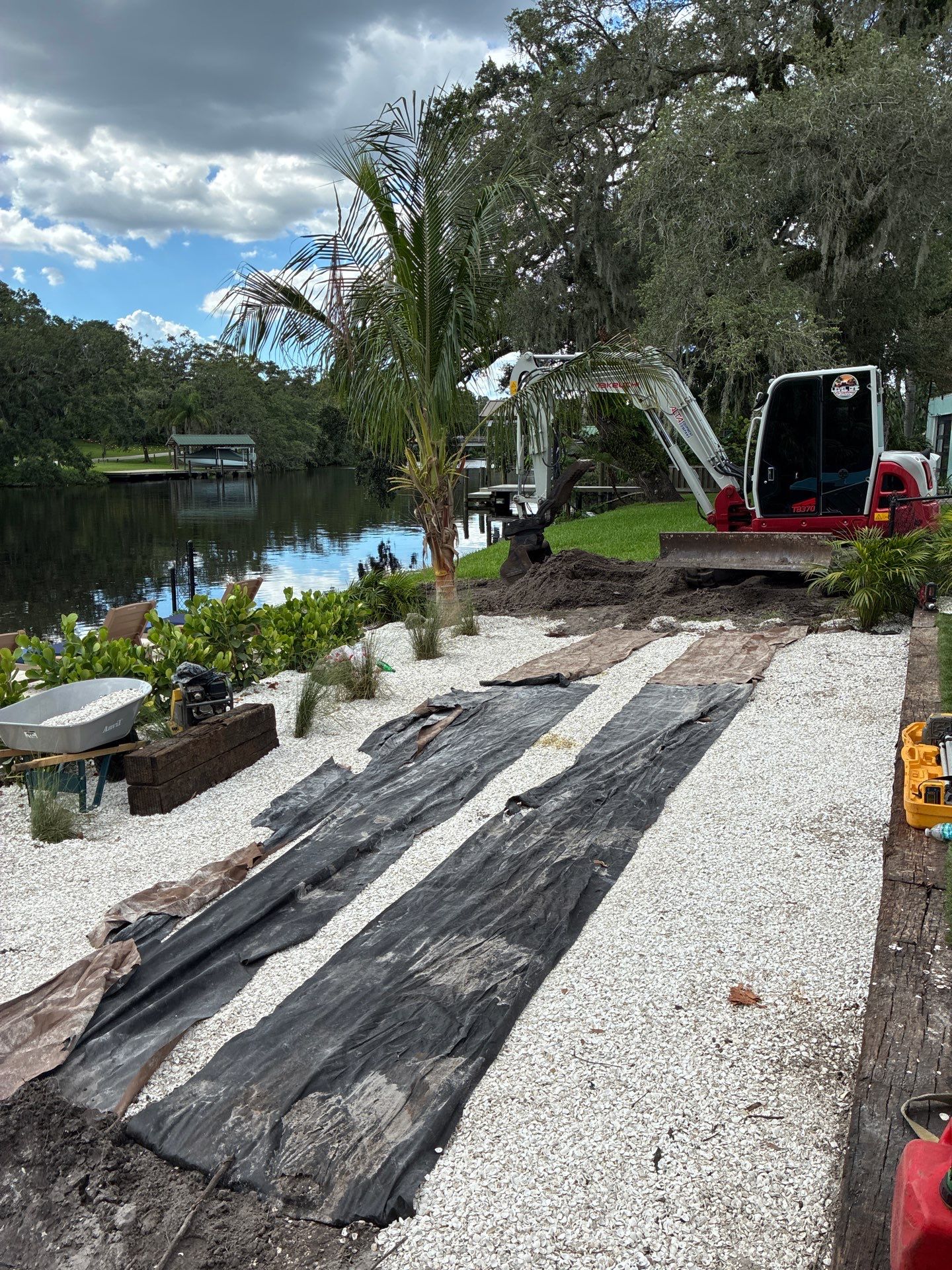 Grading back yard oasis by Level One Grading