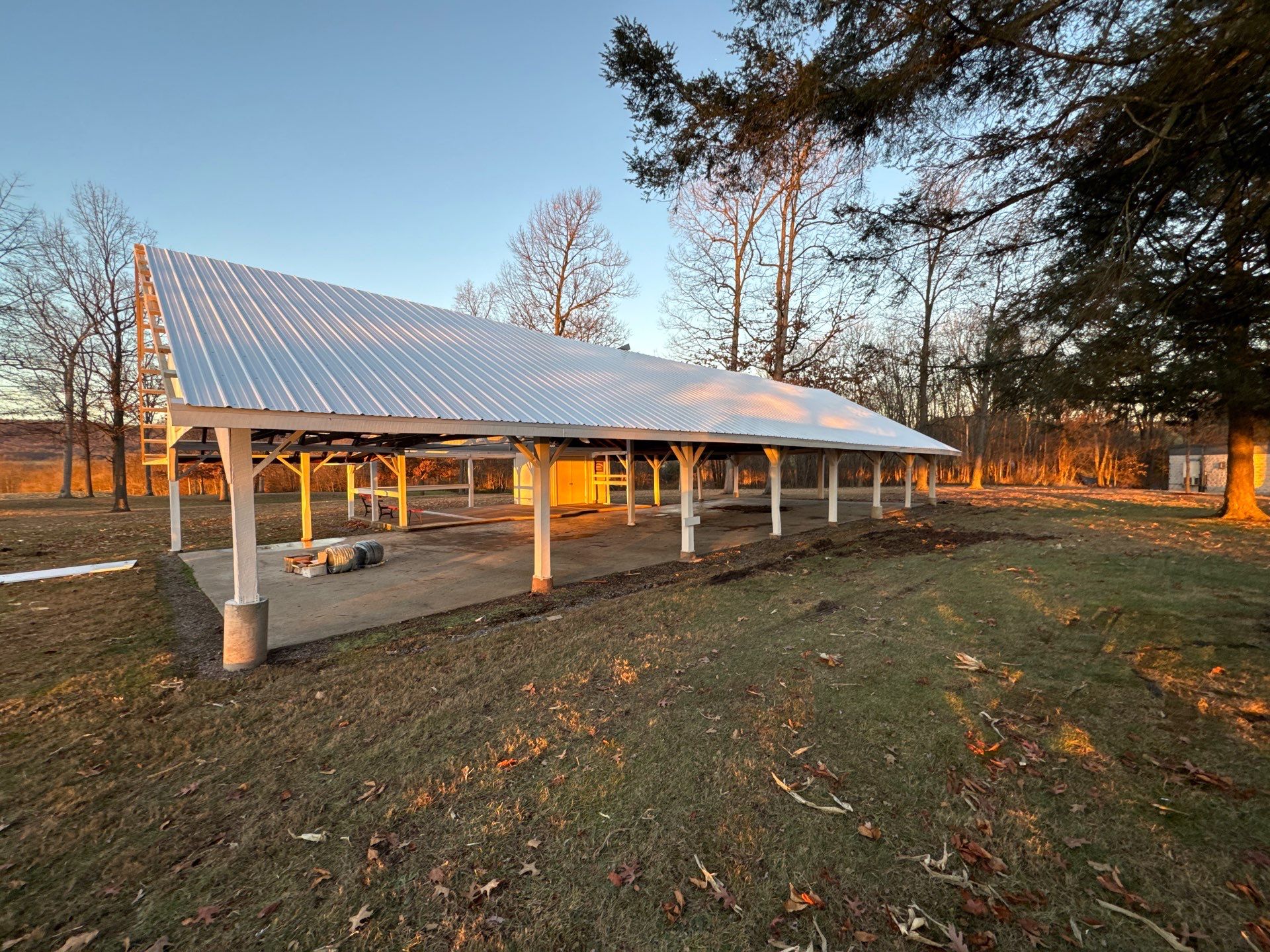 Custom Open-Air Pavilion with Metal Roof in Enders by Esh Builders