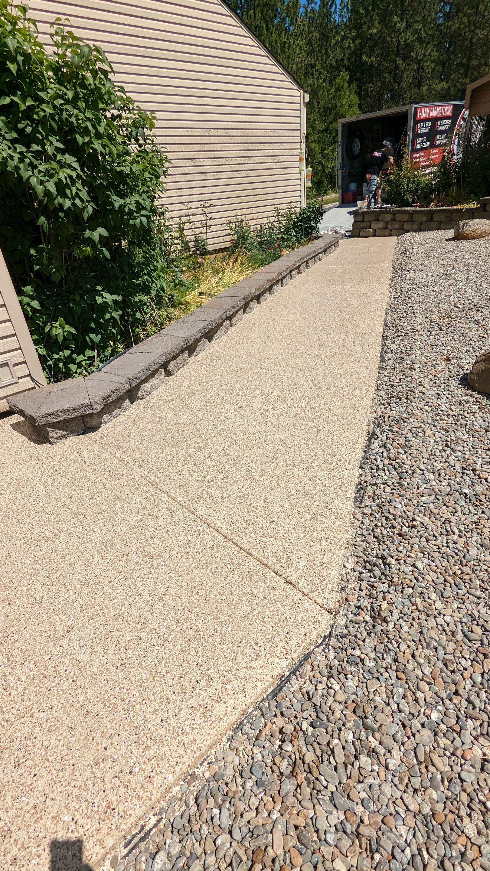 Garage Transformation using Domino for Garage and Pecan for Pool Deck by Croc Coatings, LLC