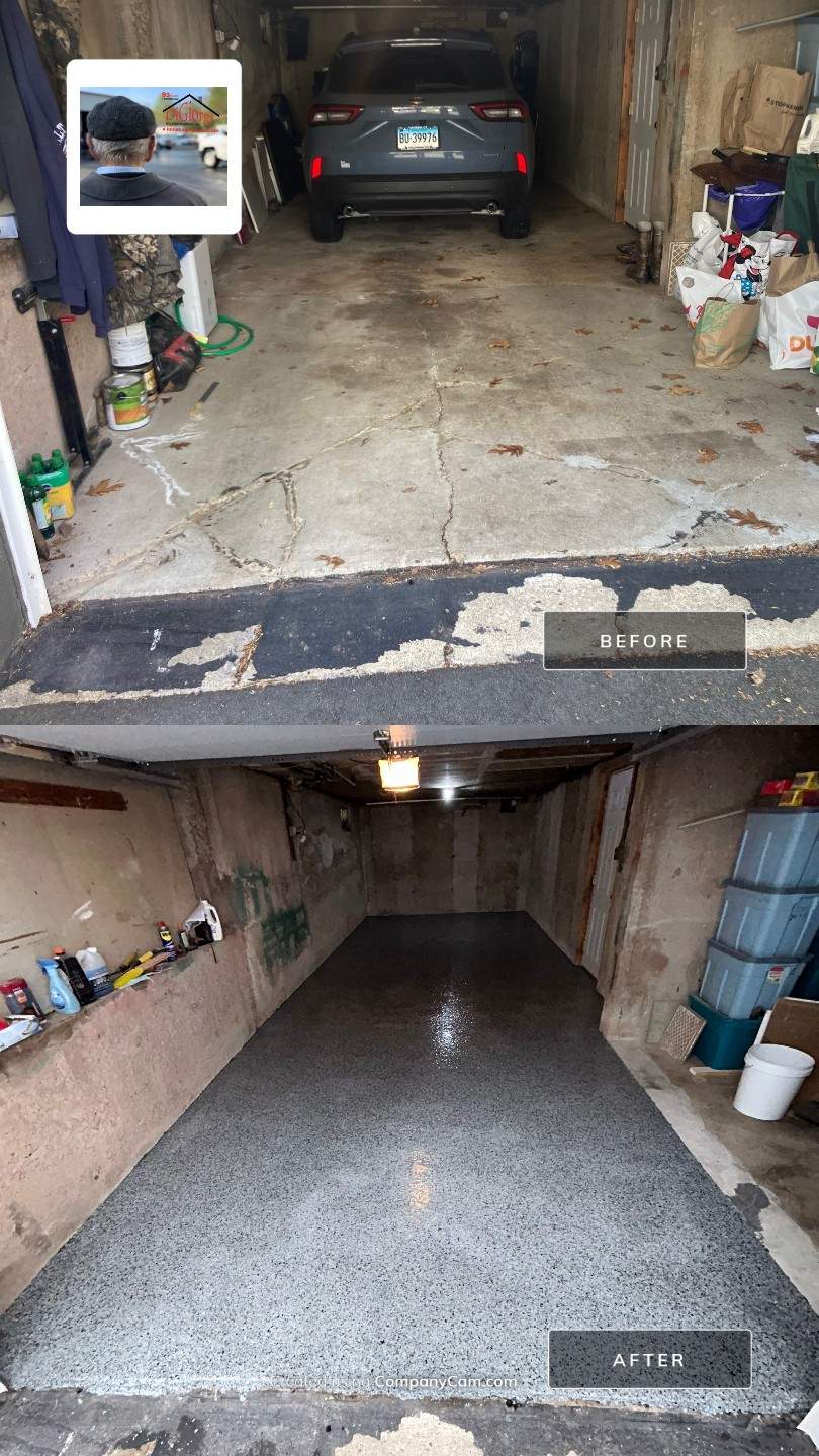 Concrete Floor Coating in Nightfall Finish by DiGiorgi Roofing and Siding Inc