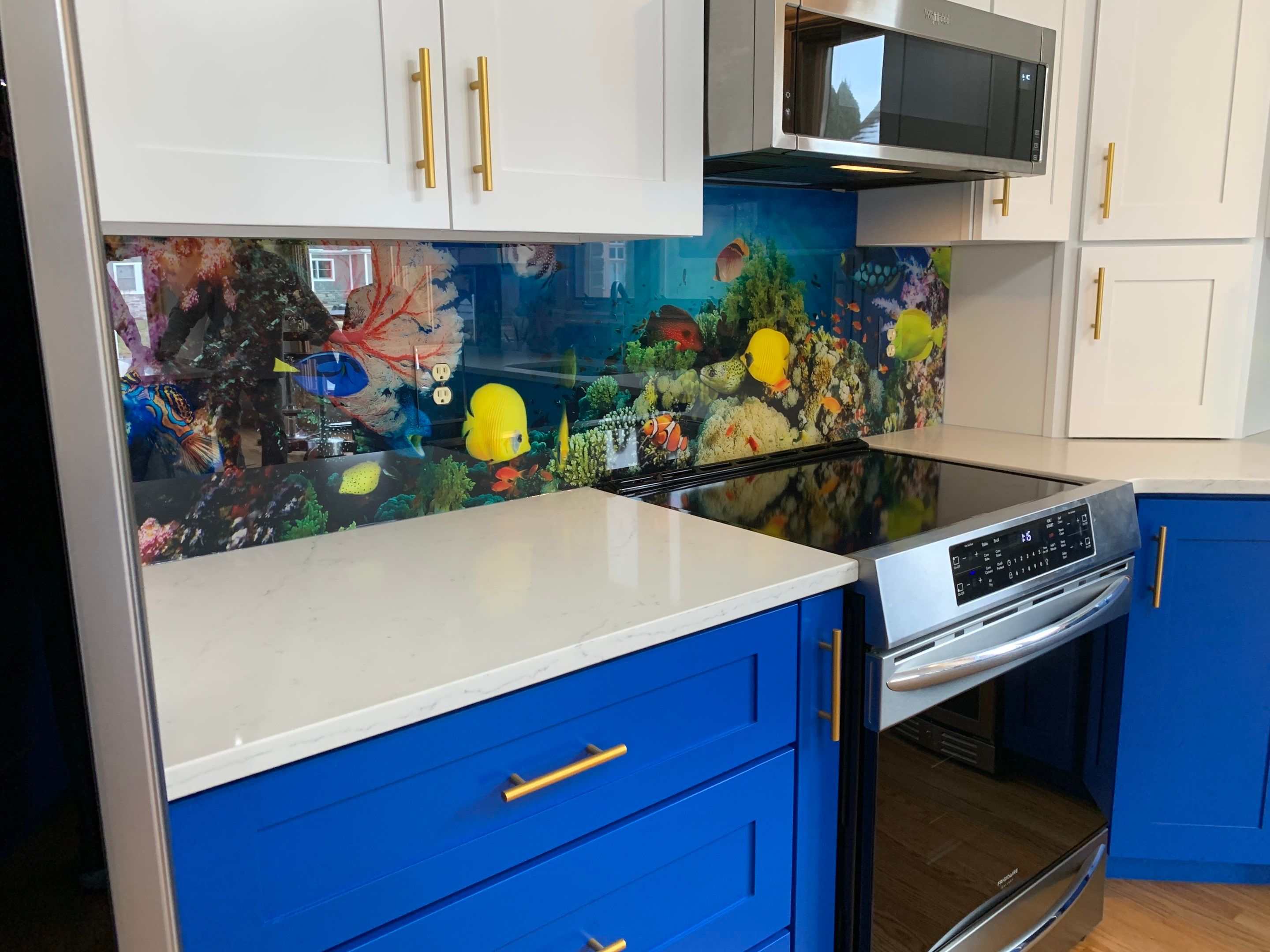 IMAGIO under the sea solid glass kitchen backsplash by IMAGIO