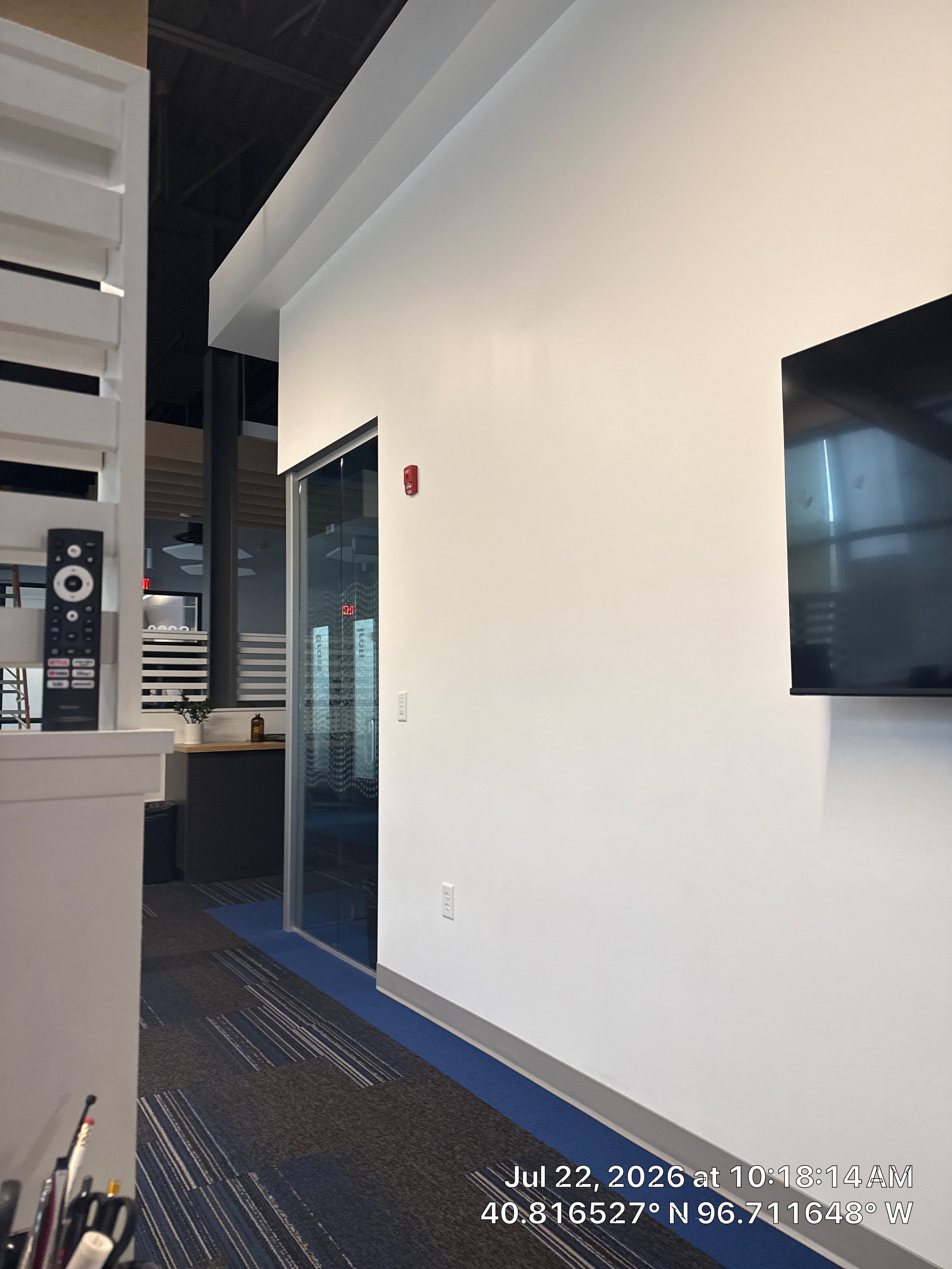Modern Office Interior Renovation and Acoustic Baffle Installation by CompanyCam Sales Demo