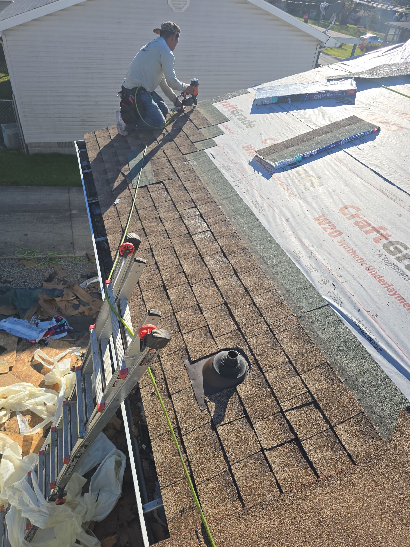 Residential Roofing Installation using GAF Timberline HDZ Shakewood by Rainstoppers Roofing