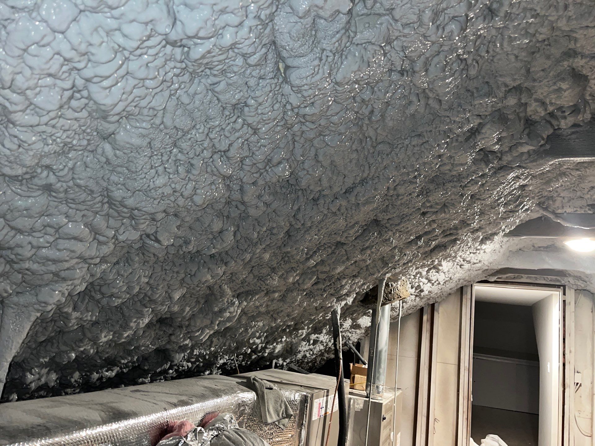Basement Exterior Walls using Closed Cell Spray Foam by NYS Foam & Energy