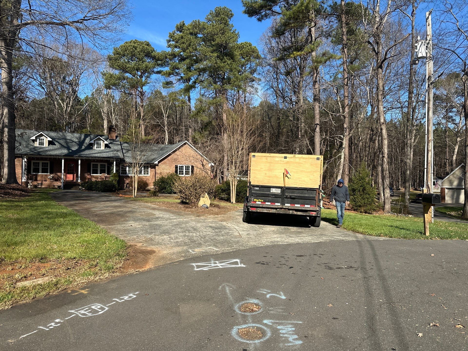 Leaf removal from gutters and yard by Martinez Brother’s Nc Landscaping Inc