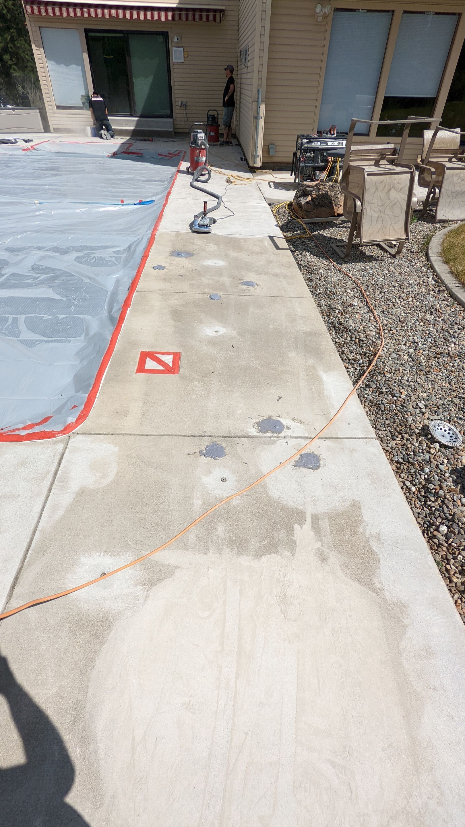 Garage Transformation using Domino for Garage and Pecan for Pool Deck by Croc Coatings, LLC