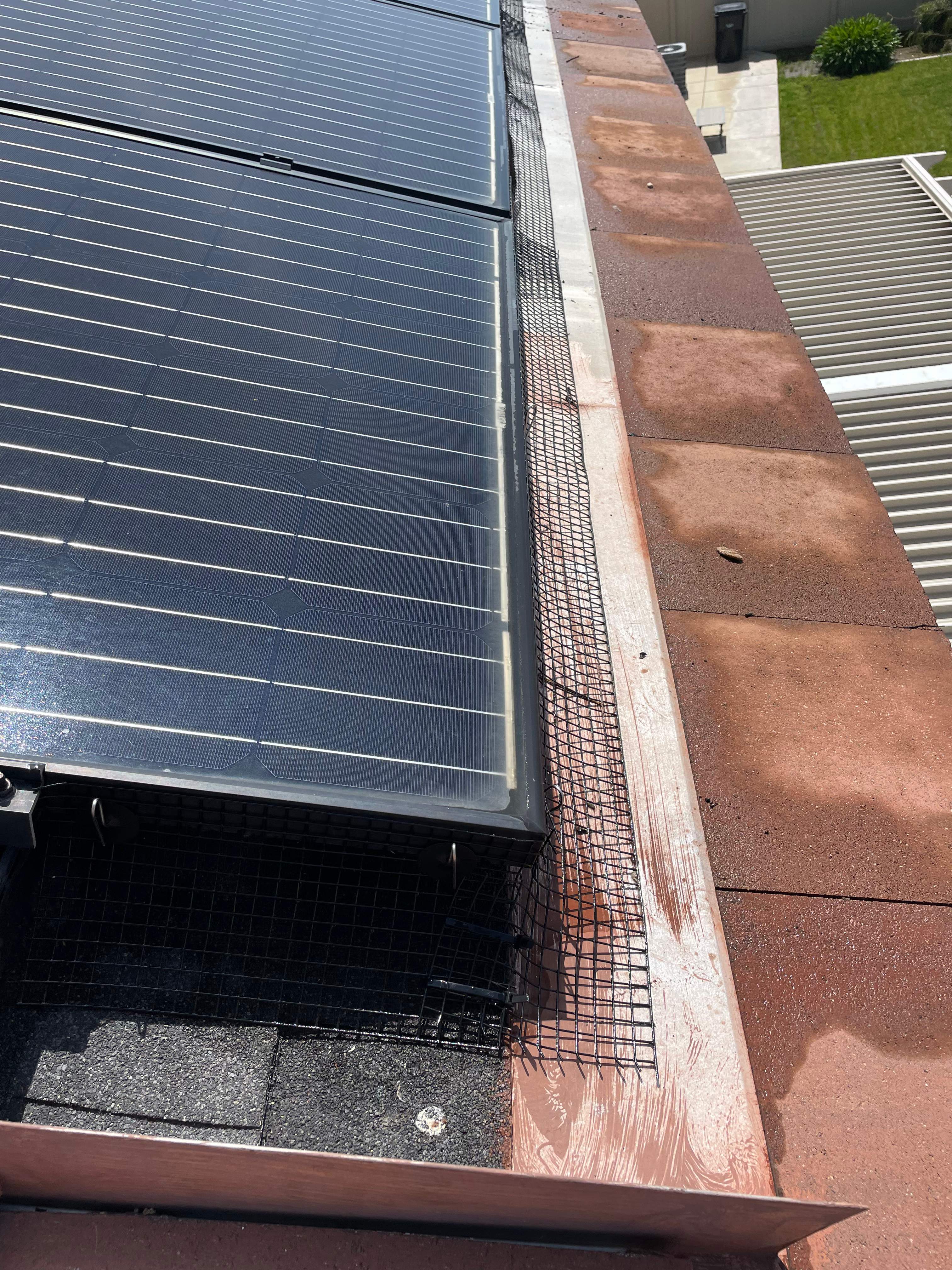 Completed Solar Panel Bird Proofing Project in San Bernardino Ca by Palm Coast Solar Cleaning