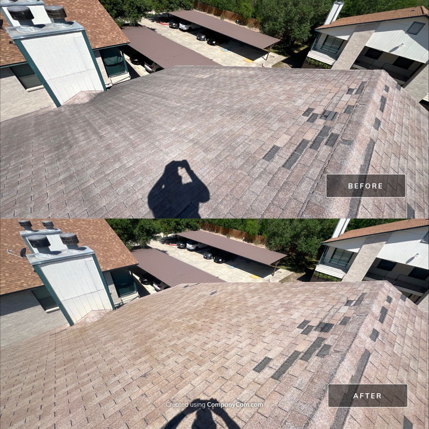 Shingle Roof Washing Project in San Antonio by Bright Choice