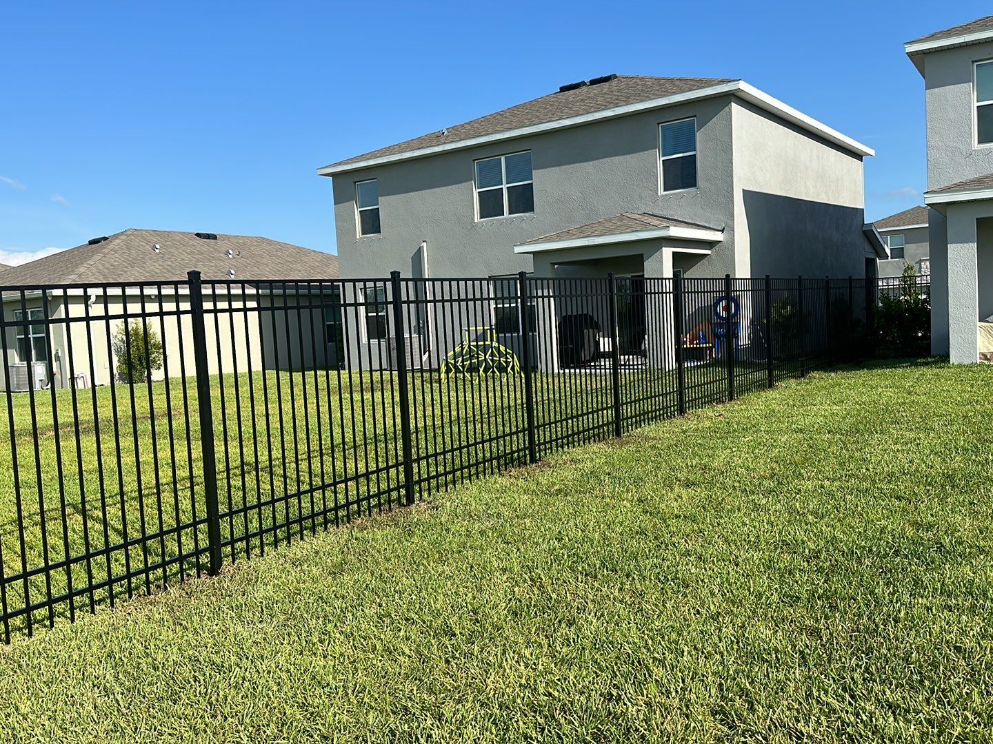 Aluminum Fence Installation using Black 3 Rail Aluminum Fence by Asap fence and gates, LLC