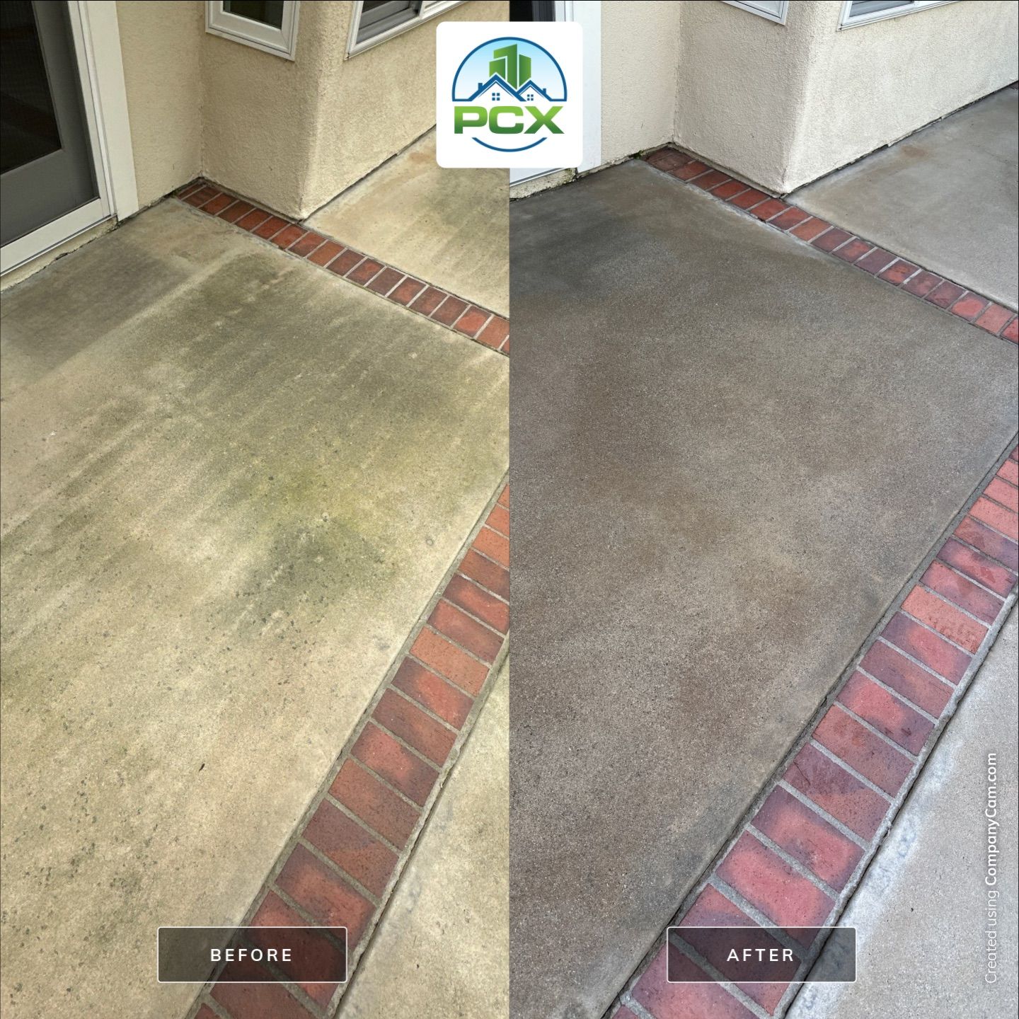 Surface cleaning pressure washing in Orange County on patio, walkways, and driveway by Property Cleaning Experts, LLC