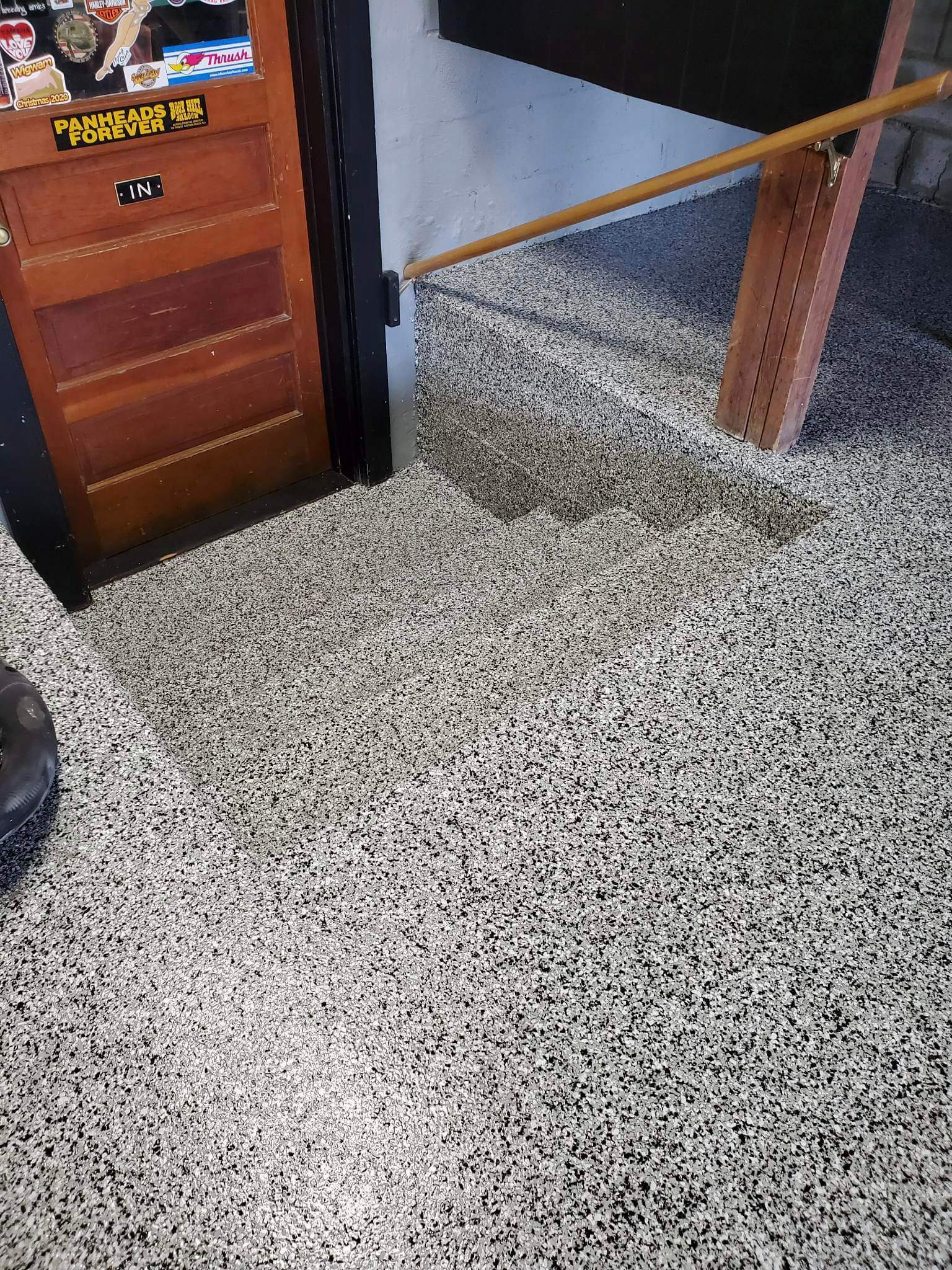 Garage Floor with Stairs using Domino by Your1DayFloor.com