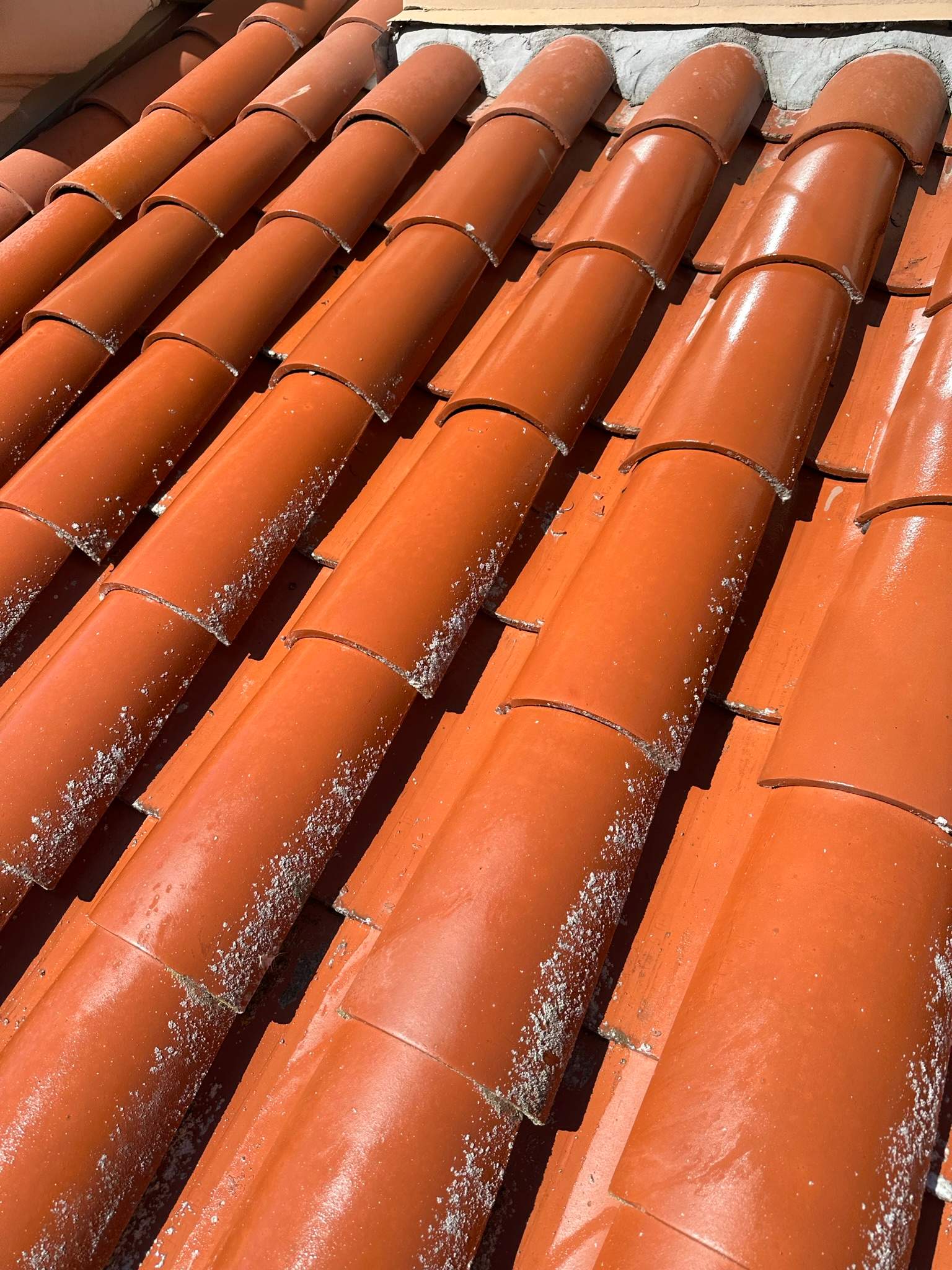 Orange County Clay Tile Roof Soft Wash on Unwalkwable Roof by Property Cleaning Experts