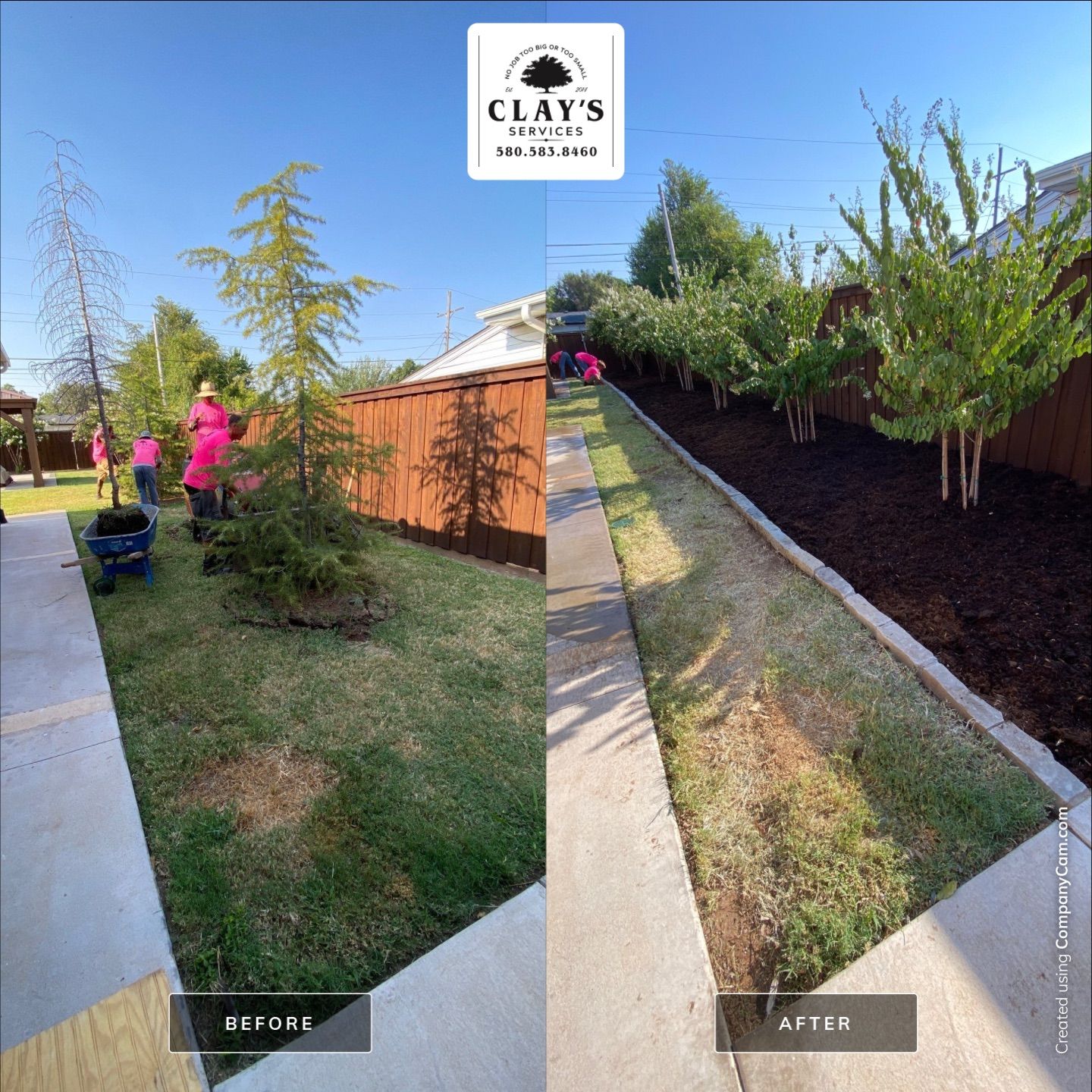 Landscape using Crepe Myrtle Plant by Clays Services Inc