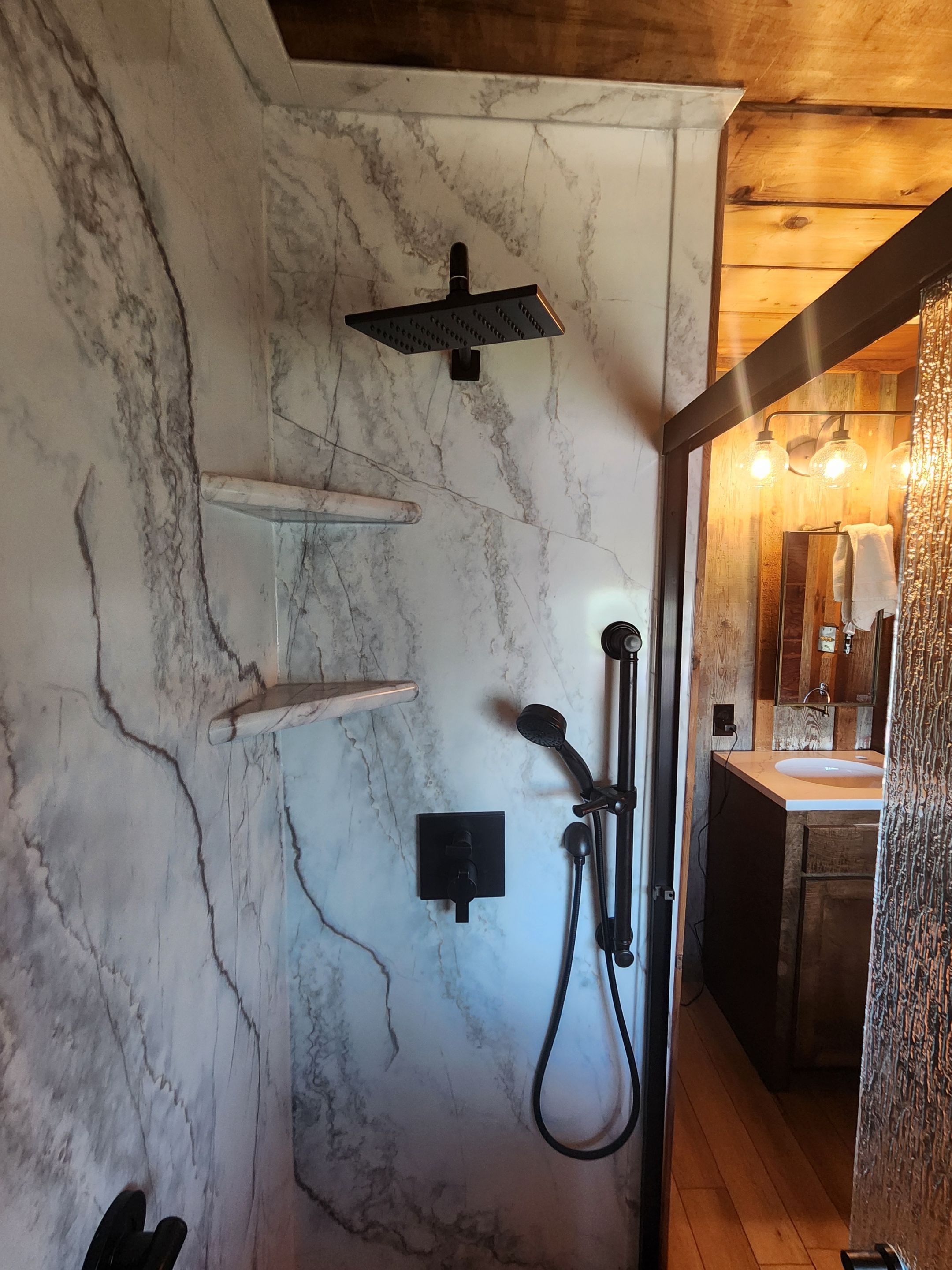 Tub to walk-in shower in Lexington by Lane Lauritsen - The Hill Country, Texas