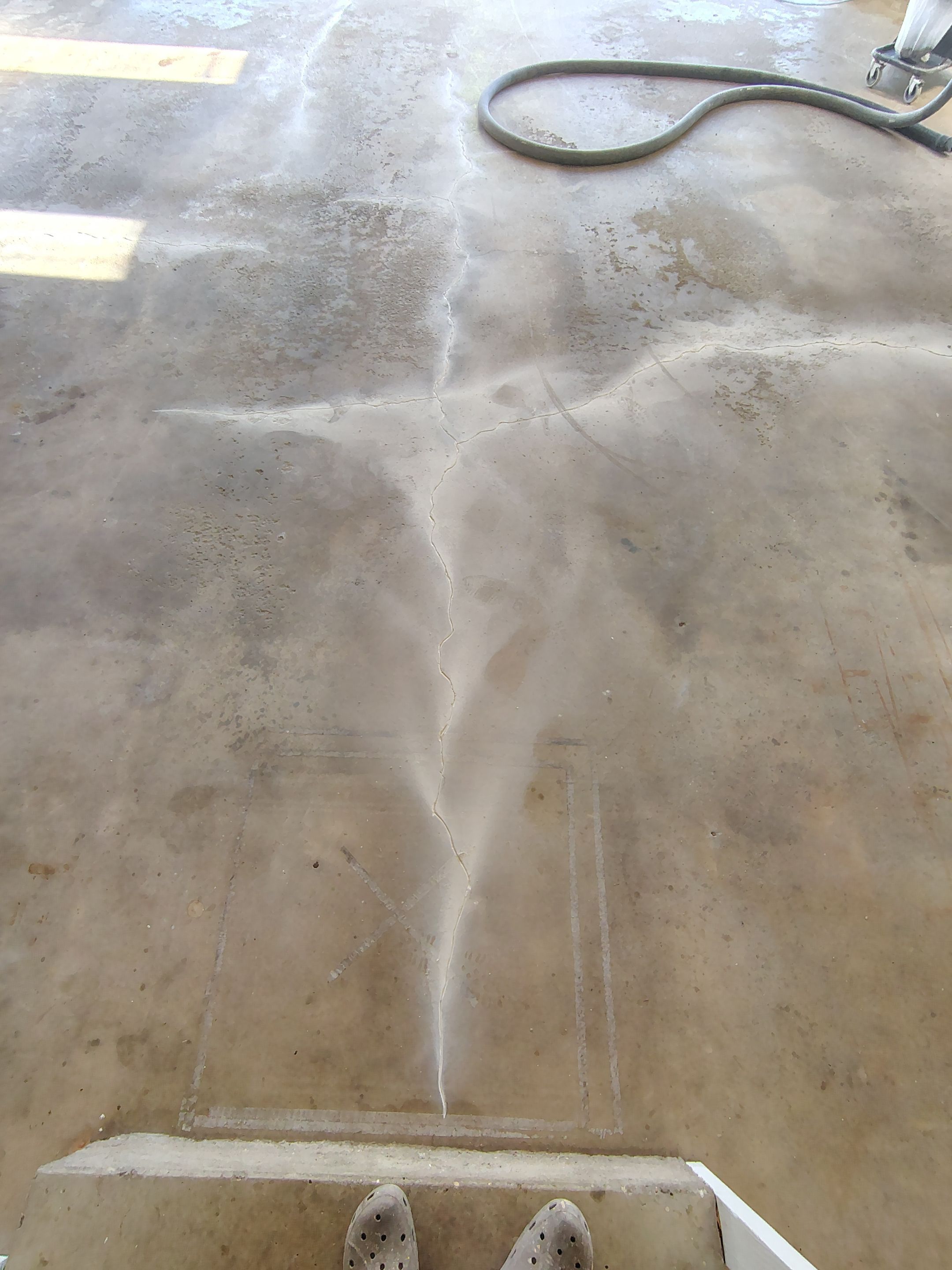 Multi-Colored Flake Epoxy Garage Floor Coating and Crack Repair by Select Painting, Coatings & Garage Cabinets