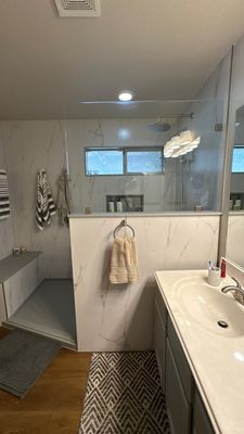 Stone Oak Garden Tub to Walk-In Shower Before and After