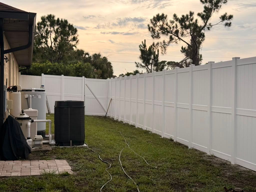 8'H White Vinyl Privacy Fence Installation in North Port by True Fence LLC