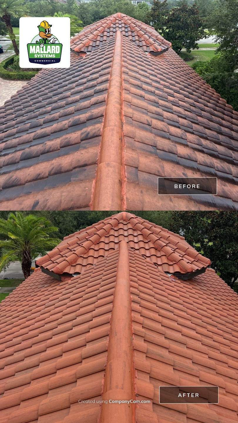 Barrel Tile Roof Cleaning by Mallard Systems