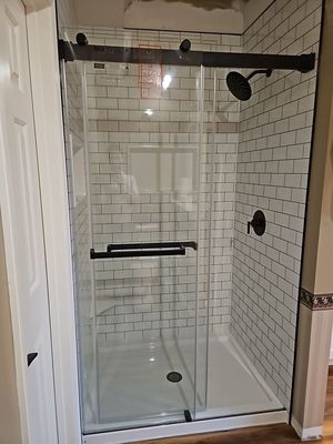 We did the shower and the cabinets