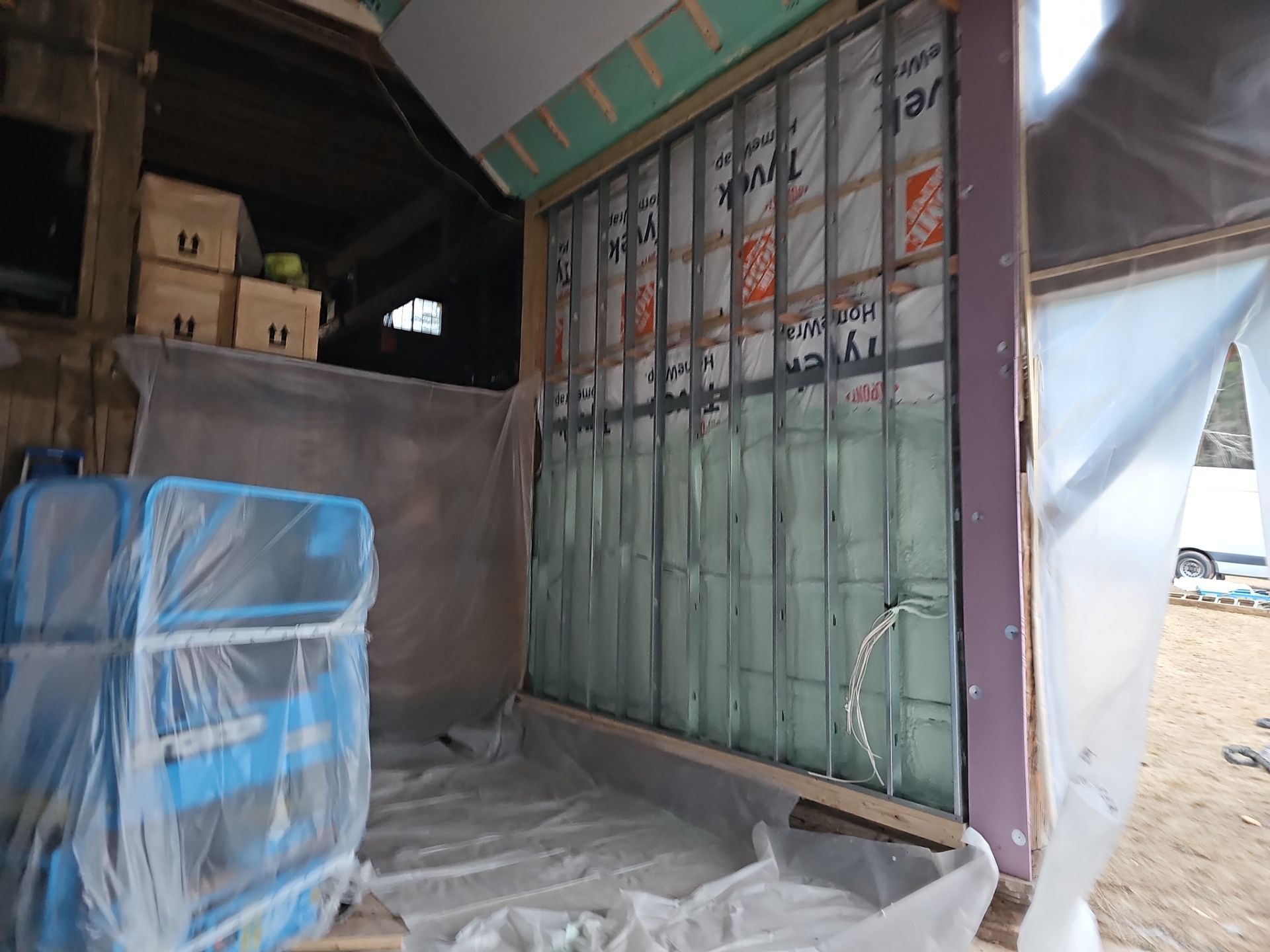 Exterior Installation using Closed Cell Spray Foam by NYS Foam & Energy