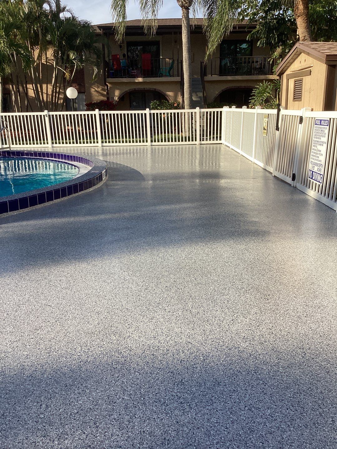 Pool Deck using Orbit and Tidal Wave by Amvet concrete coatings llc