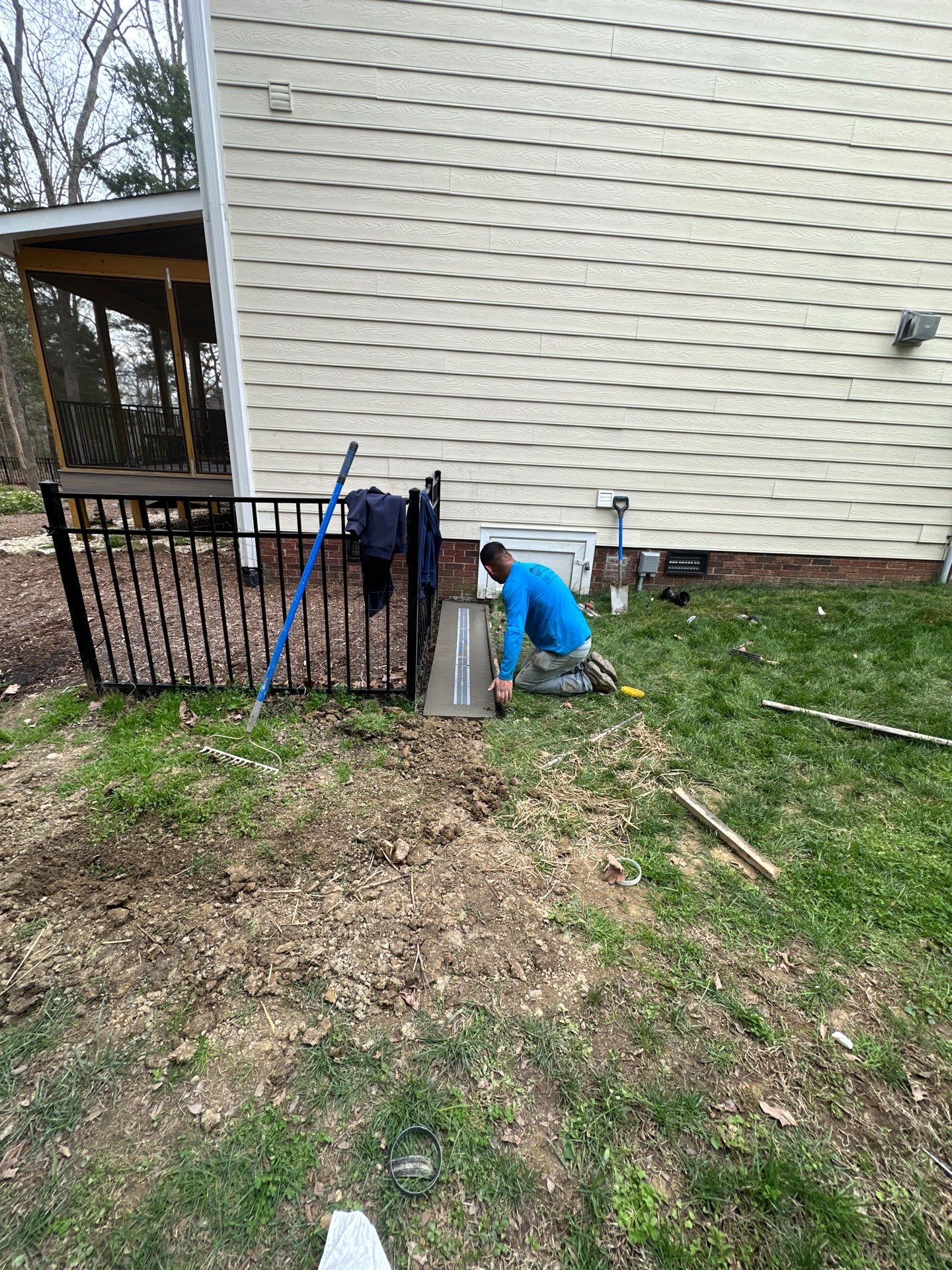 Channel drain installation Durham by Martinez Brother’s Nc Landscaping Inc