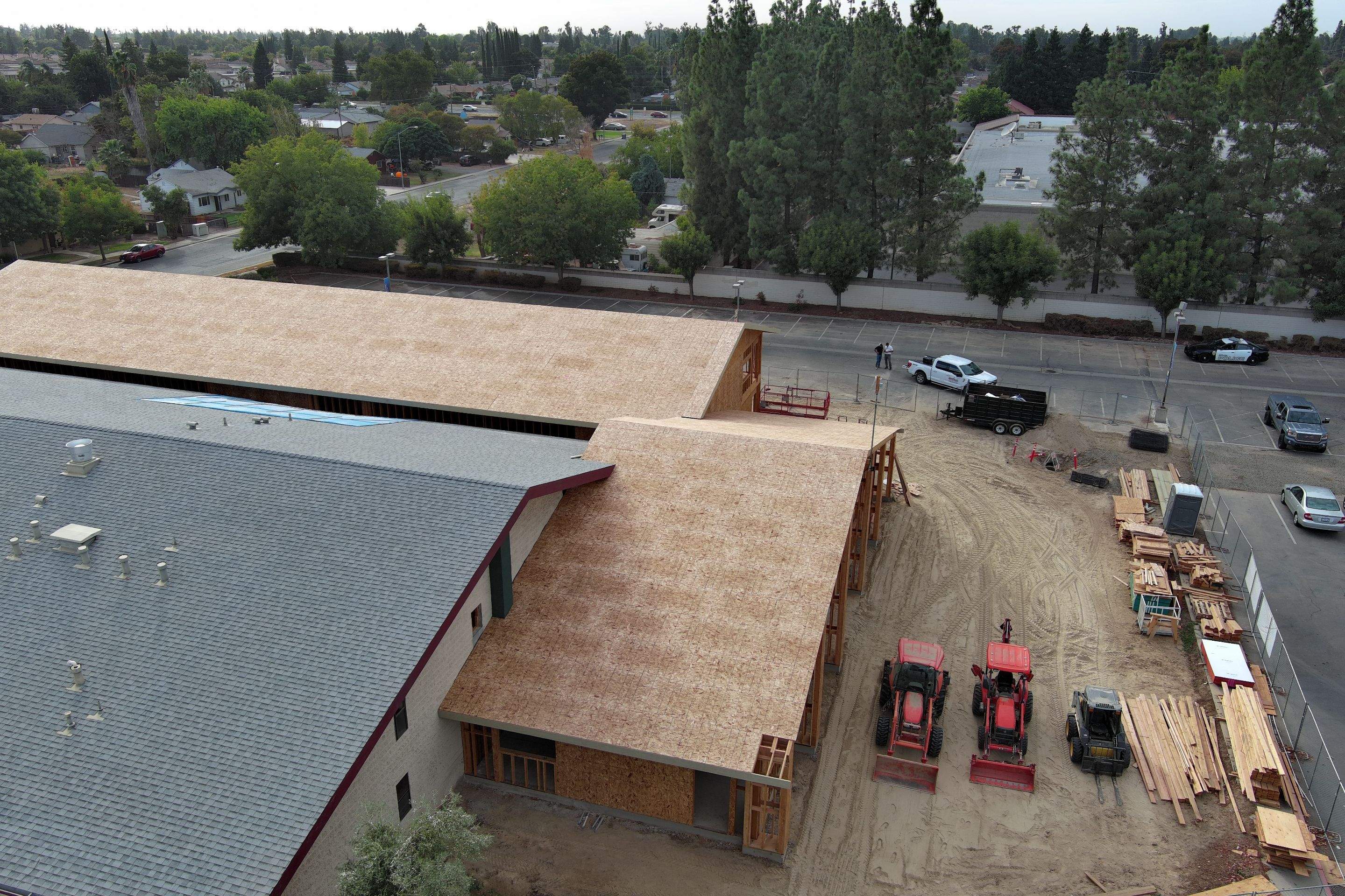 Metal roofing installation on church by Straight Edge Roofing Inc