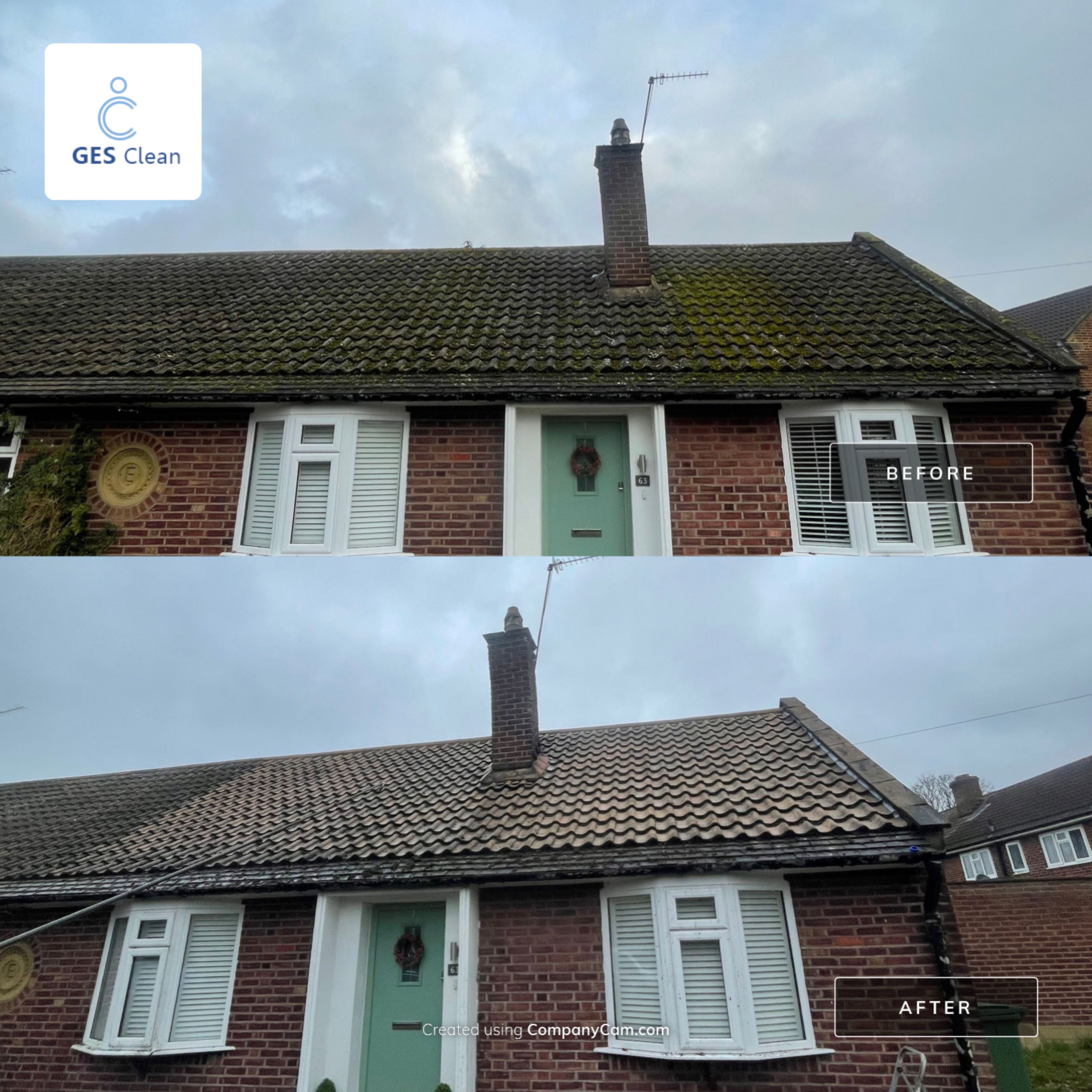 Roof Clean using Mosmatic FSC and Biocide by Ges Exterior Cleaning ltd