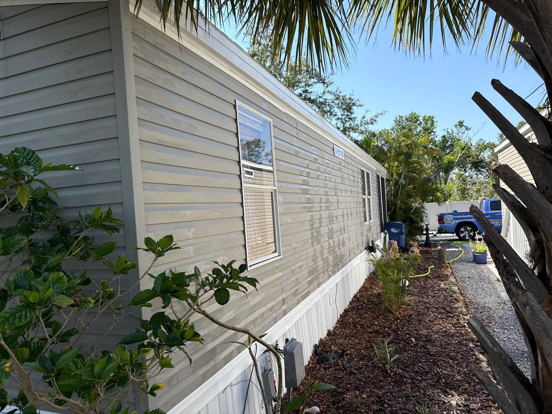 Mobile Home House Wash & Screened Porch Cleaning | Fisherman’s Cove RV Park | Terra Ceia, FL by Sunshine AquaWash