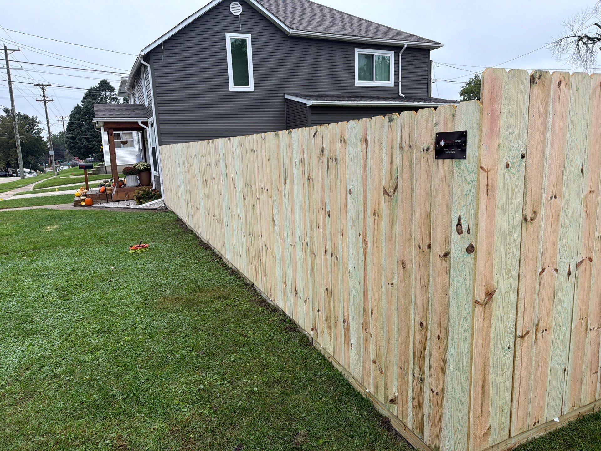 Custom Wood Privacy Fence and Black Chain Link Gate in Independence by Perfect Picket Fence and Stain