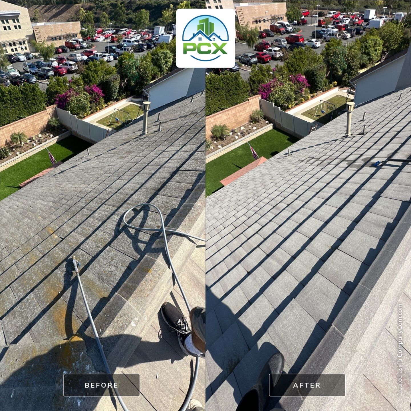 Powerwashing a Roof in Irvine by Property Cleaning Experts, LLC