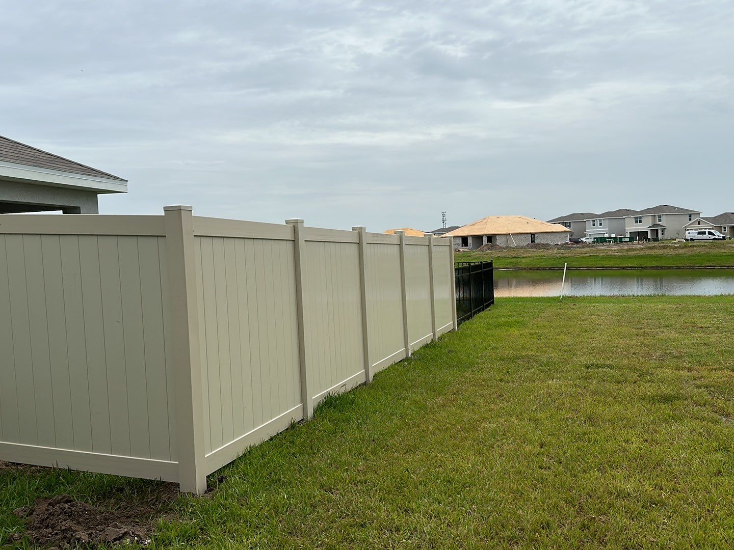 Vinyl Fence Installation using Vinyl and Black 3 Rail Aluminum Fence by Asap fence and gates, LLC