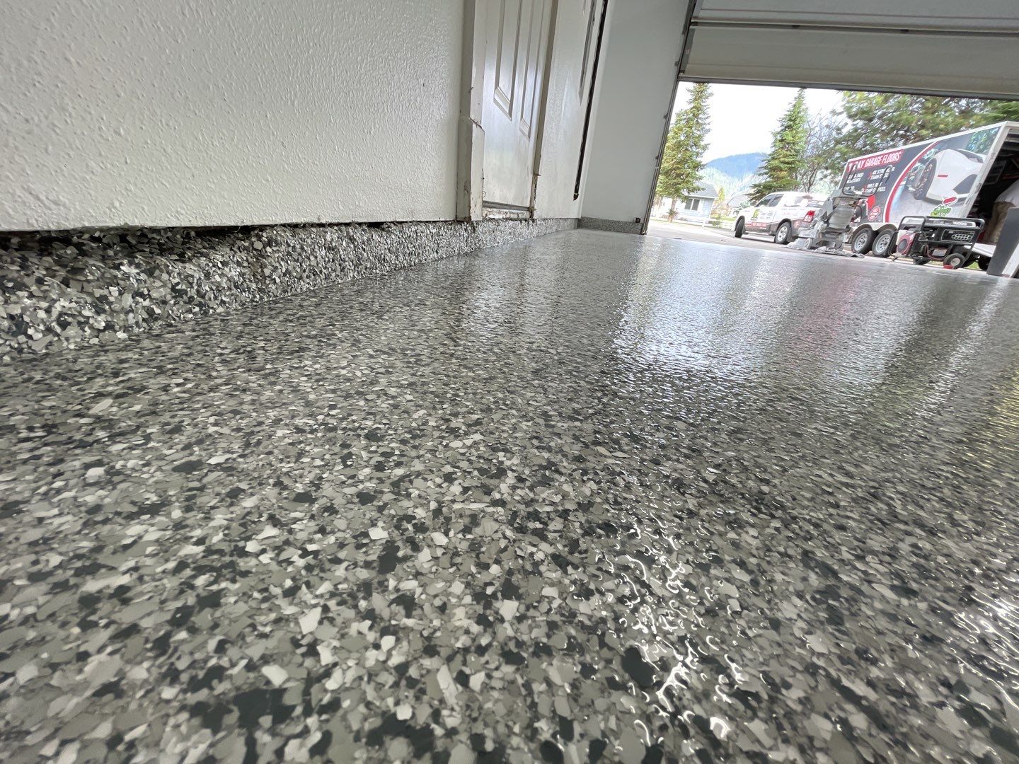 Garage Transformation using Slate Stone by Croc Coatings, LLC