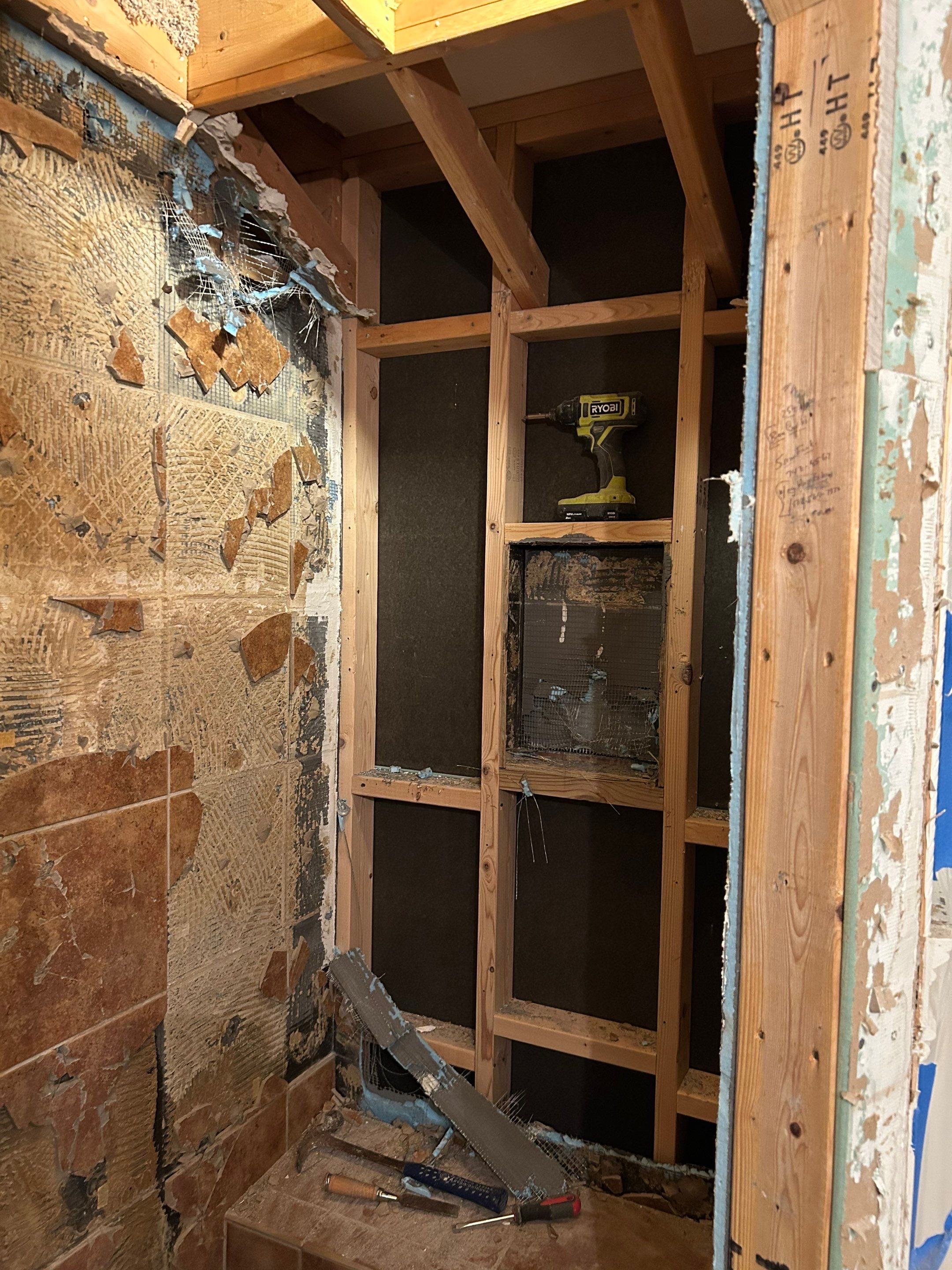 Tile shower and floor by Footprints Floors of Nashville