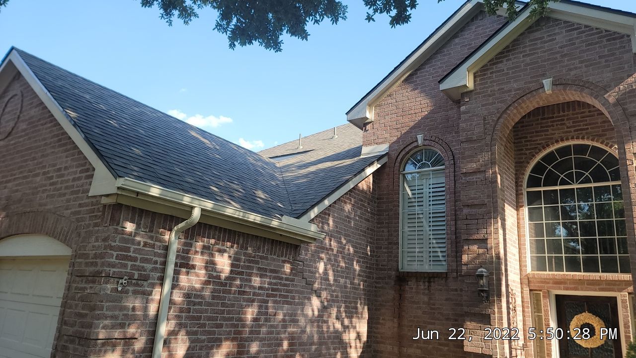 Insurance Claim Roof and Gutters using Owens Corning Oakridge Driftwood by Tex-Line Roofing