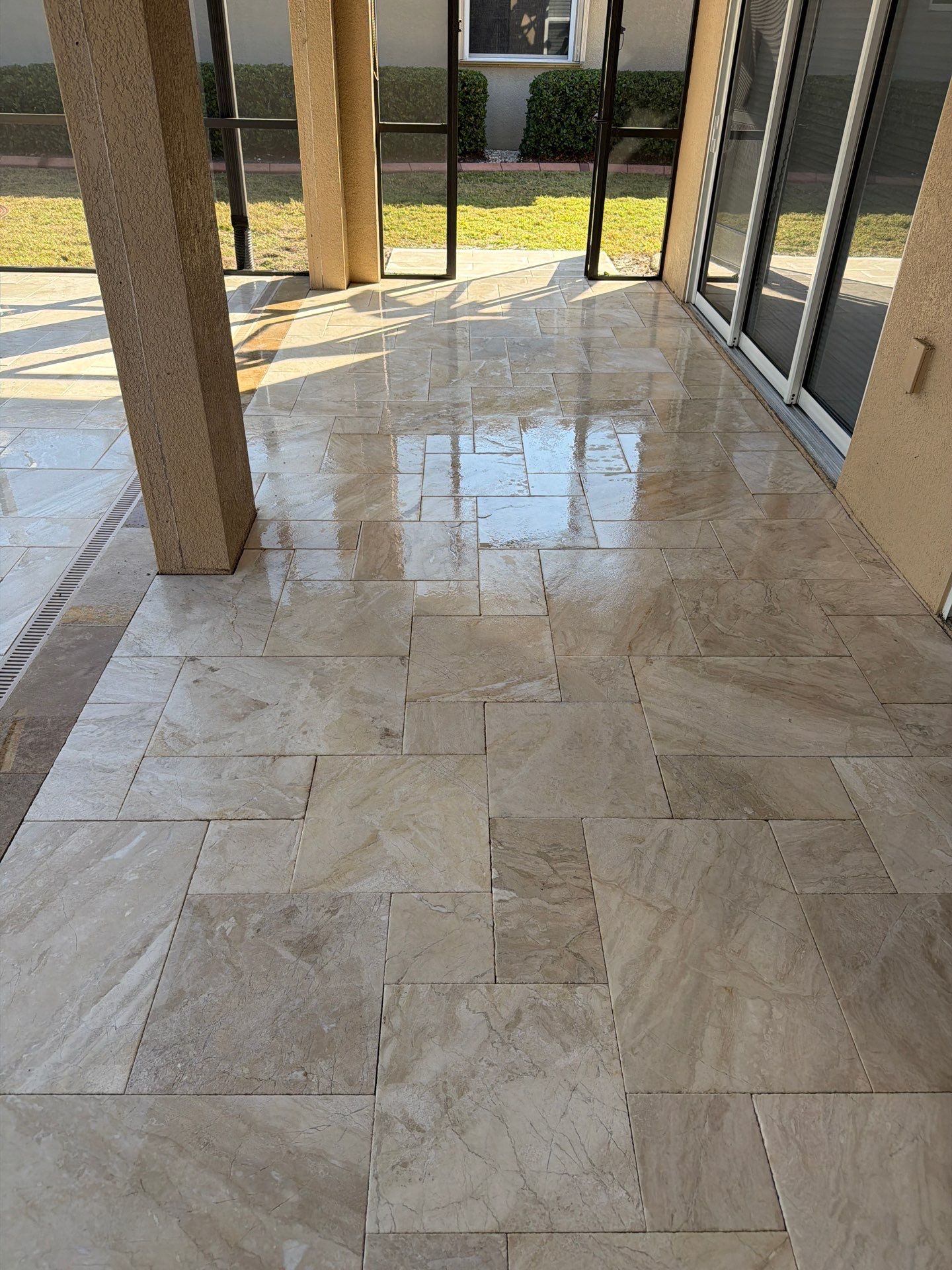 Travertine Paver Sealing Project in Sun City Center by Supreme Paver Experts