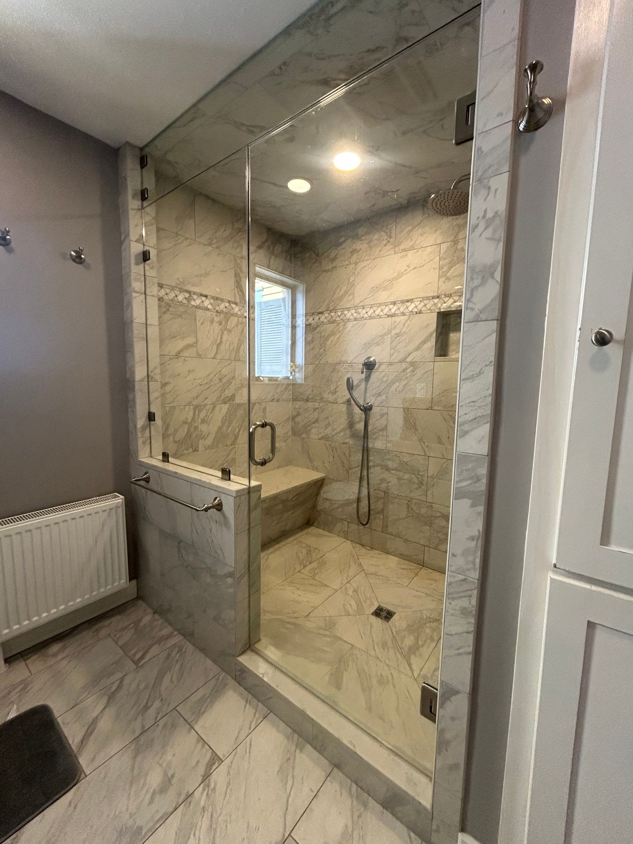 Transom Panel Addition to Existing Shower Enclosure   by Cheshire Glass Company